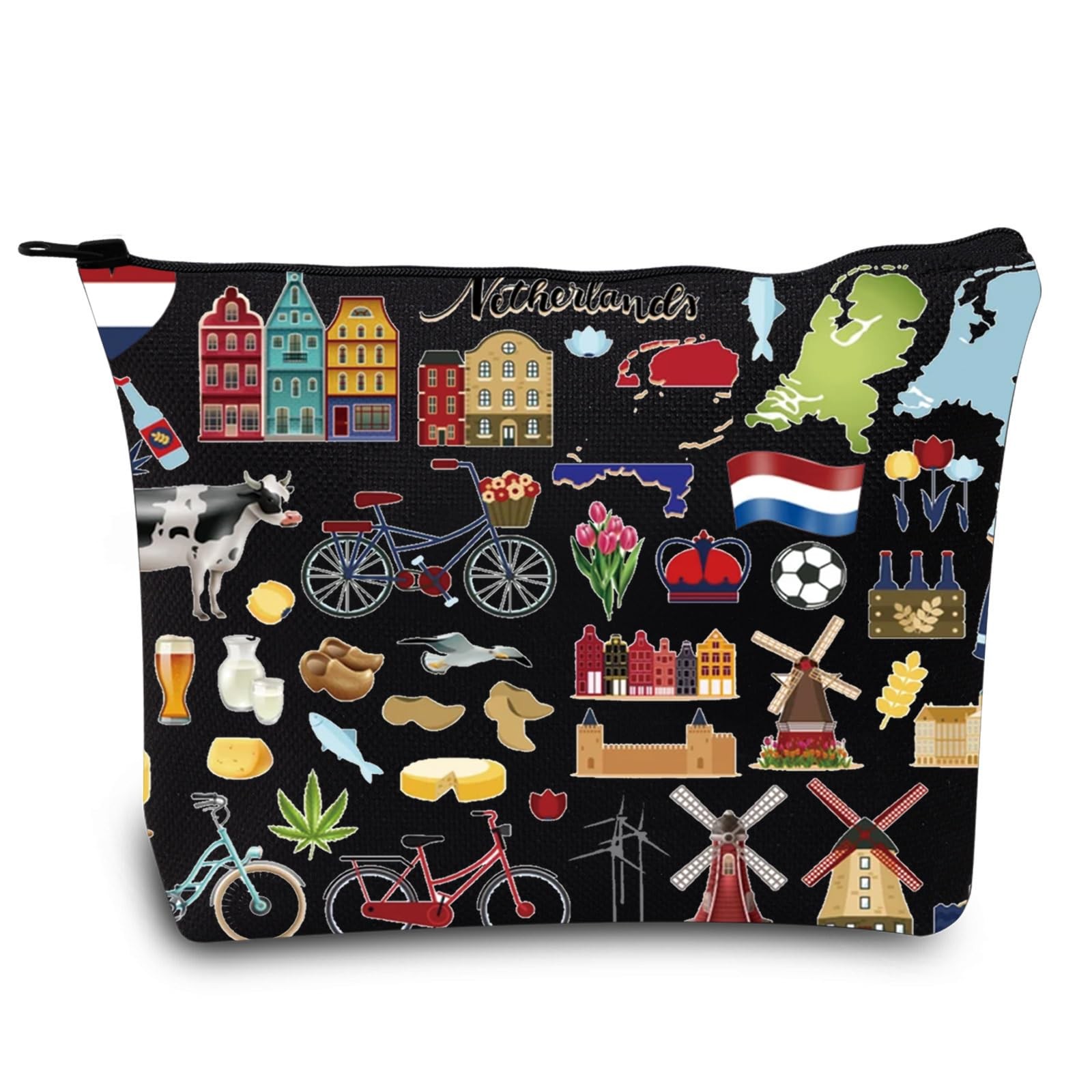 LEVLO Netherlands Map Iconic Traditional Souvenir Gift Black