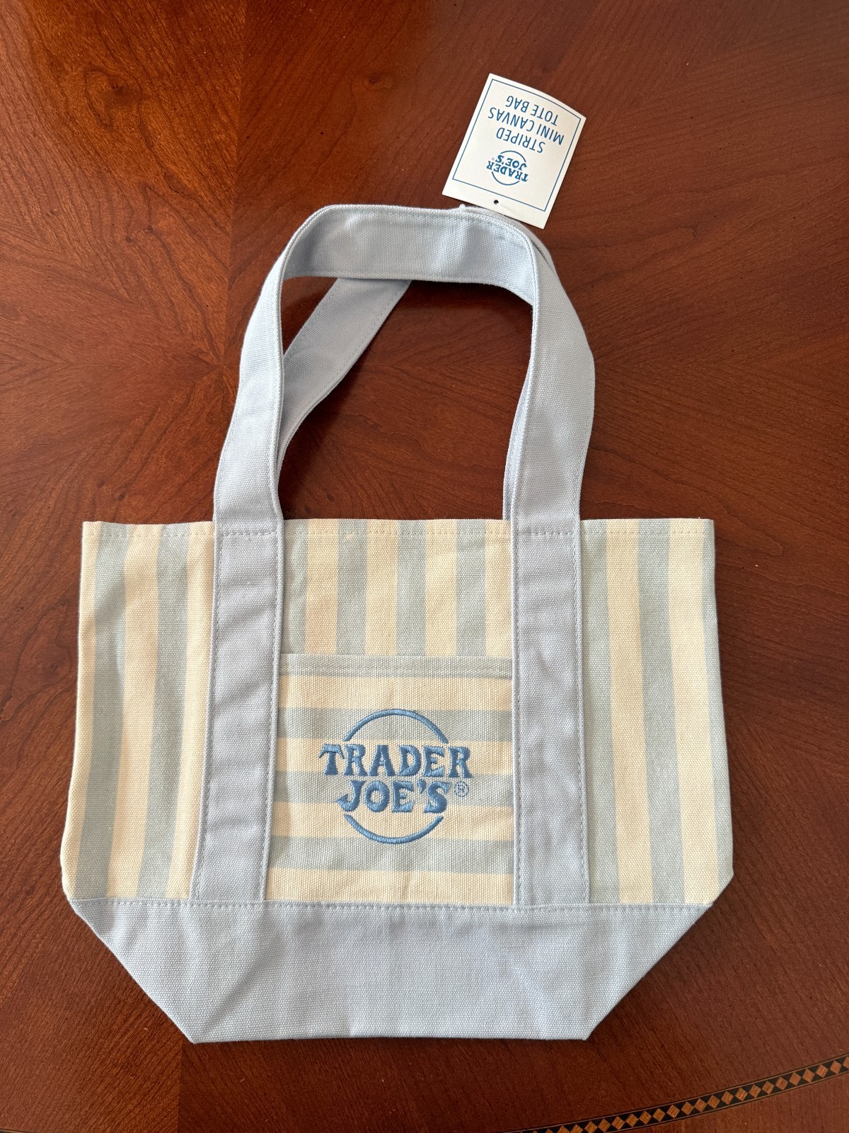 Trader Joe’s Mini Canvas Striped Tote Bag Set Of 4 Pink Blue Green Tan New