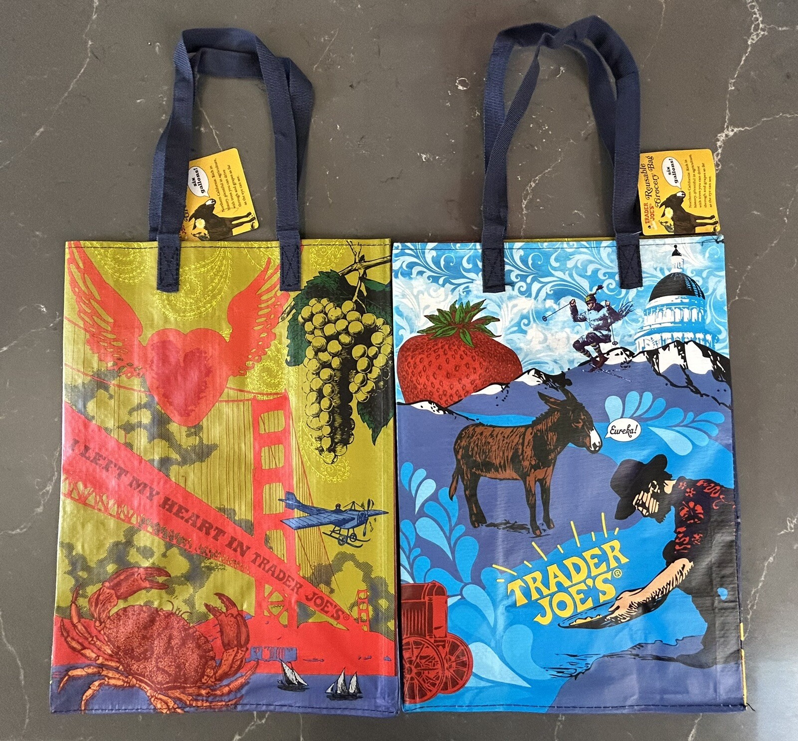 Set of 2 NWT Trader Joe’s SAN FRANCISCO/NOR CAL Reusable Shopping Bag FREE SHIP