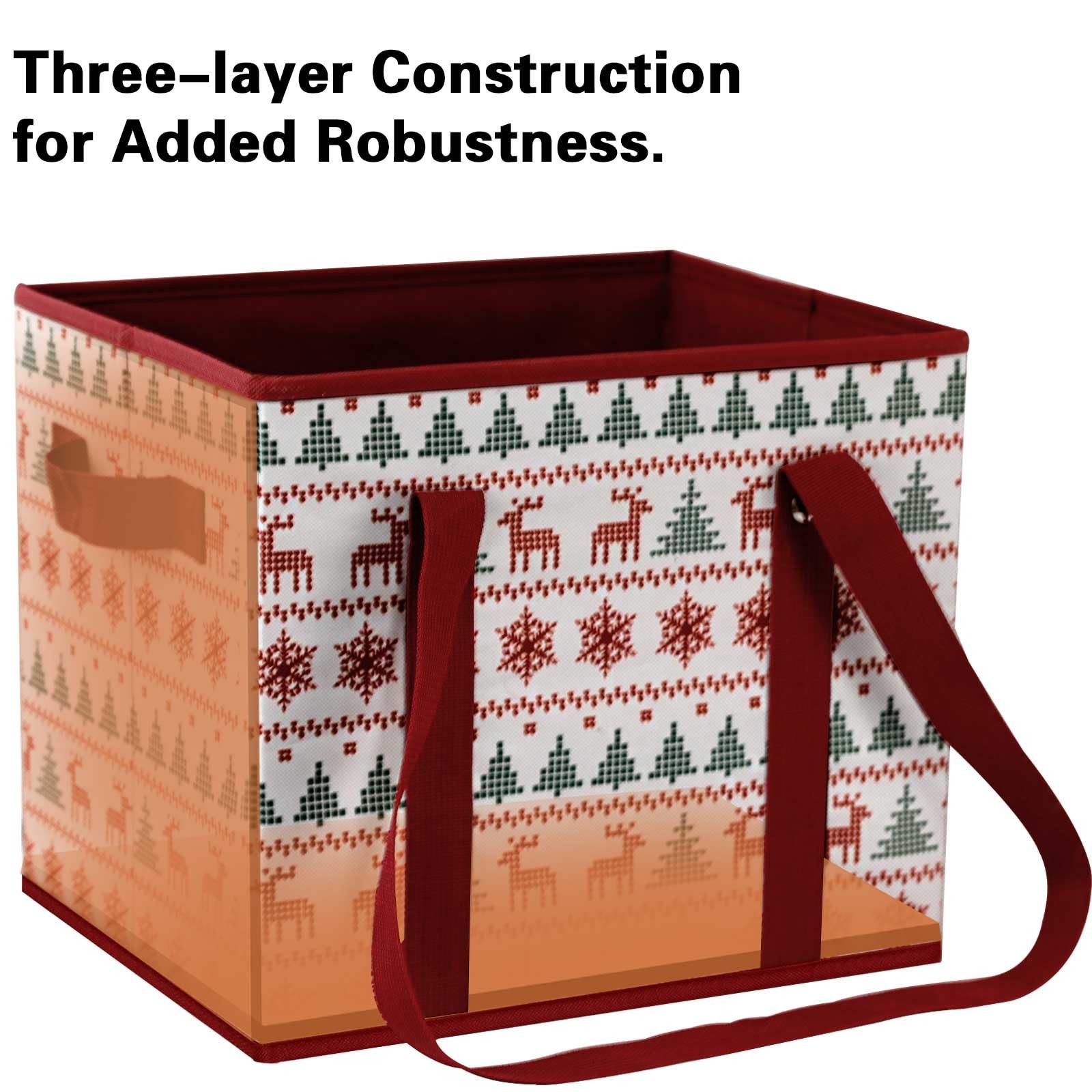 13×10.23×11 Inch Reusable Grocery Heavy Duty Shopping Bags Reindeers 3 PCS