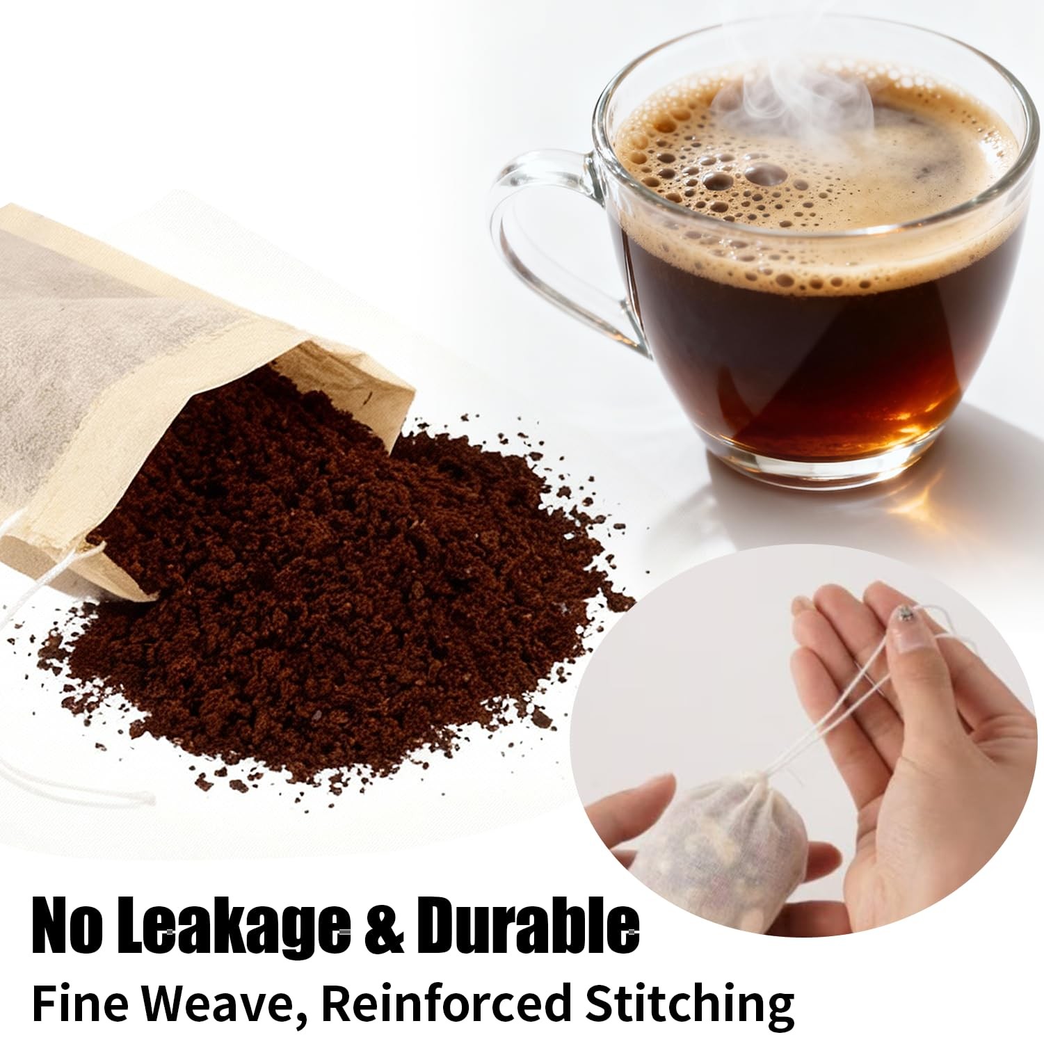 60Pcs Reusable Tea Bags for Loose Leaf Tea, 3x4inch Sachet 3×4-60pcs, Natural