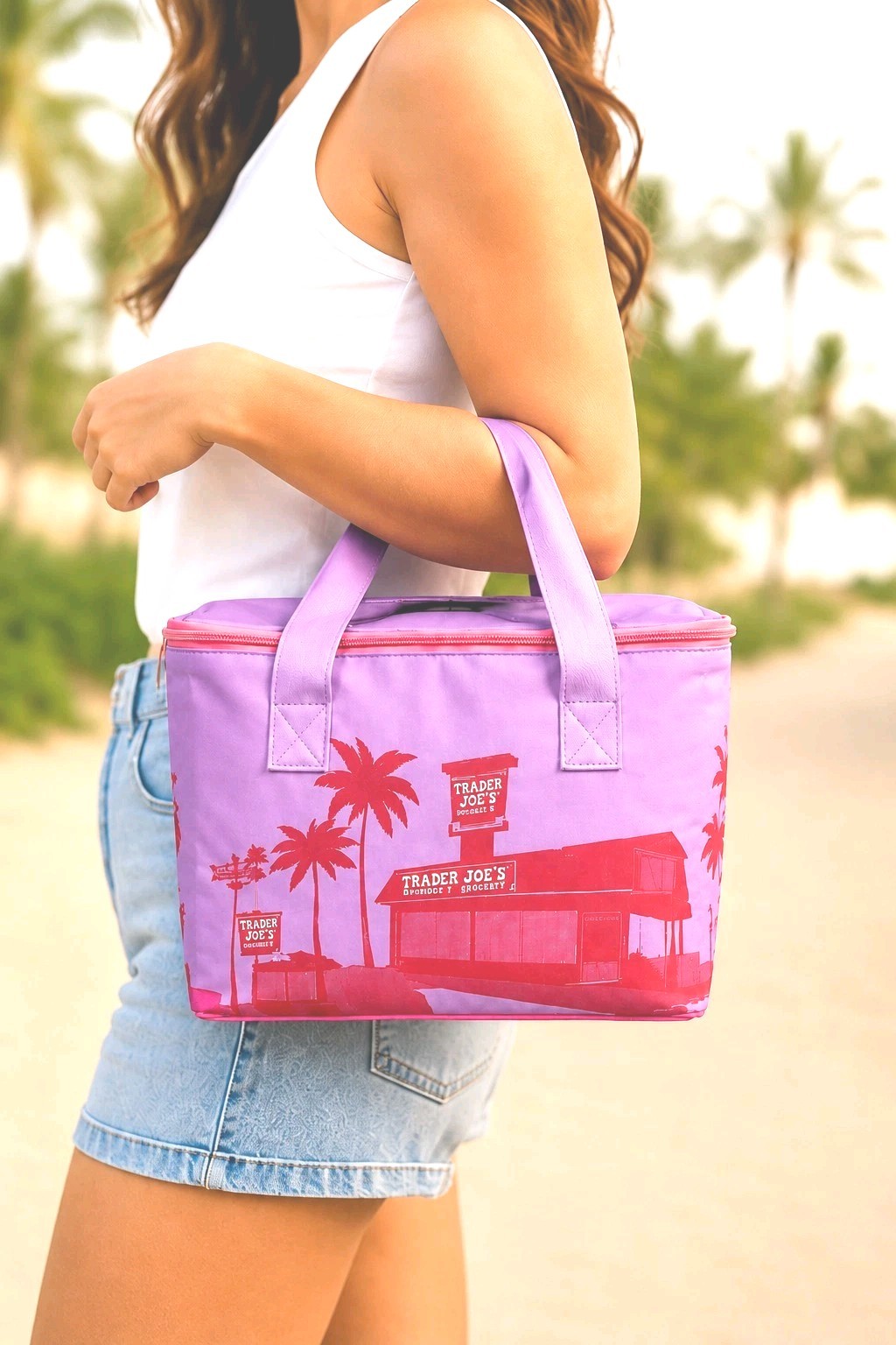 NWT Trader Joe’s Purple Pink Mini Insulated Tote Bag Summer 2026 Limited Release