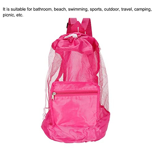 Mesh Beach Bag, Washable Large Mesh Backpack Sea Shell Organizers Pink