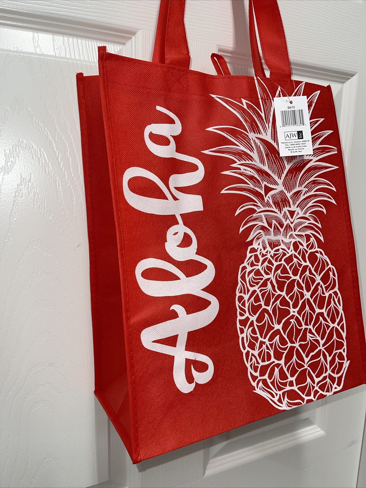 Aloha Pineapple Reusable Shopping Tote Bag Hawaii Special Edition Red NWT