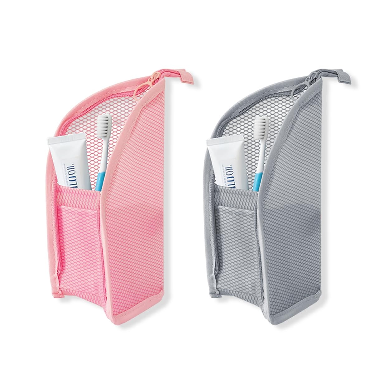 Standing Toiletry Bag | Portable 22*13*13cm/8.66*5.12*5.12in, Pink+Grey