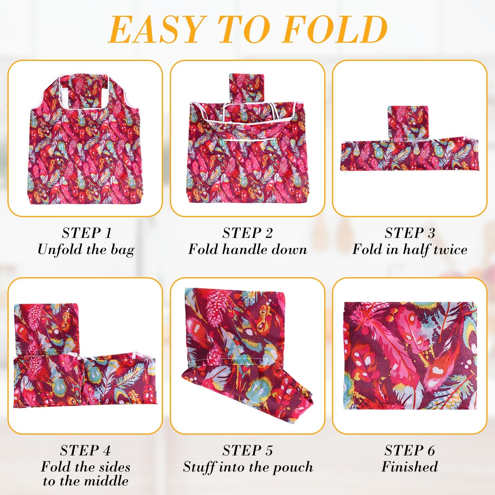 18 PCS Foldable Reusable Shopping Bags Machine Washable Grocery Waterproof