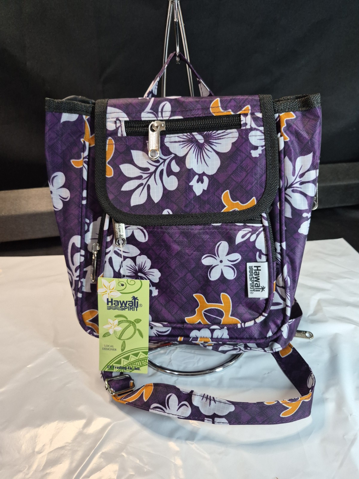 Aloha Hawaii Spirit Backpack Purse Travel Hiking Shopping Bag Purple 10×10
