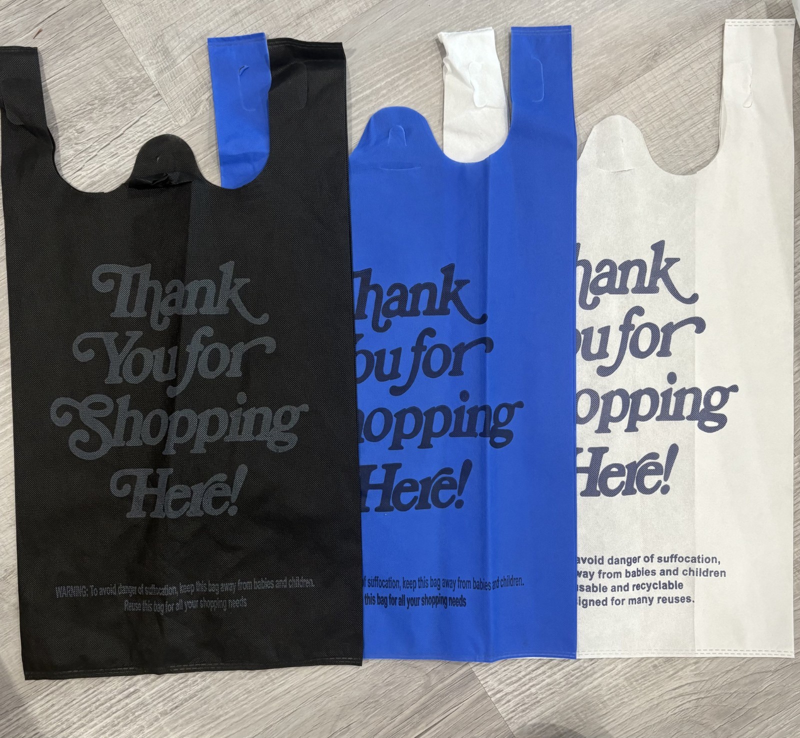 Eco Friendly T-shirt Shopping Bags. Reusable-Grocery-Retail. 100/200/300 Count