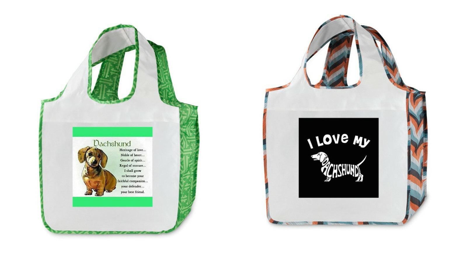 Dachshund Chic Shopping Travel Foldable Washable Handbag Folding Reusable Bags