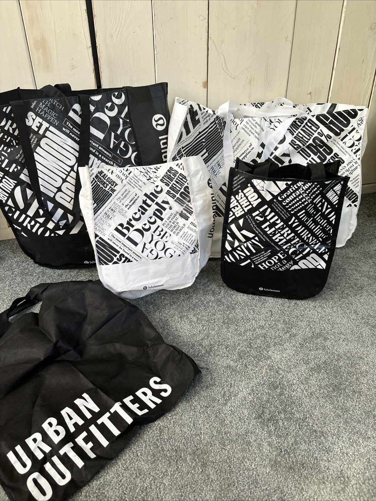 Lot 5 Lululemon Large Med Sm Reusable Shopping Bag Manifesto Urban Outfitters