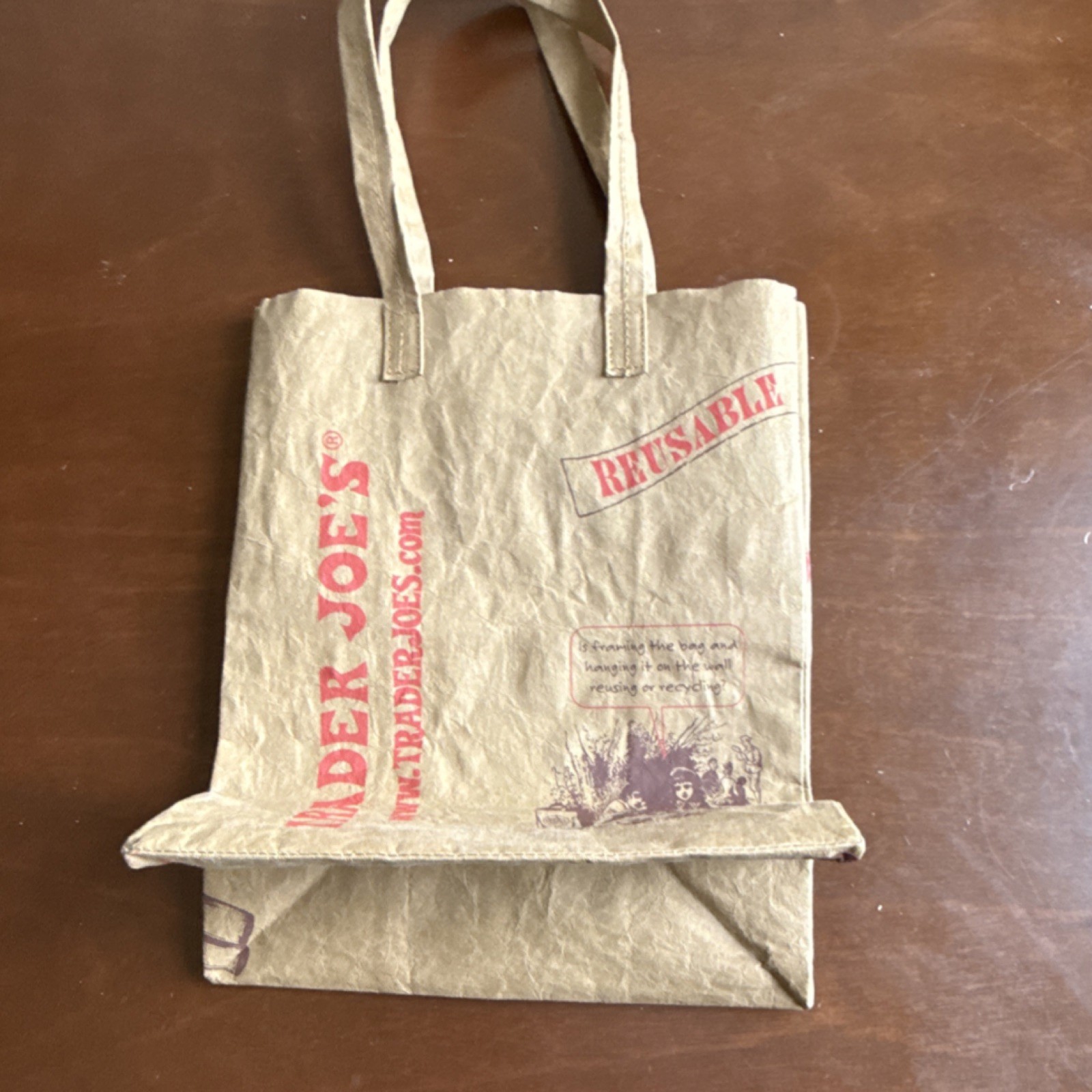 Trader Joe’s Reusable Brown Paper Shopping Bag Medium Grocery Tote 14x12x6 in