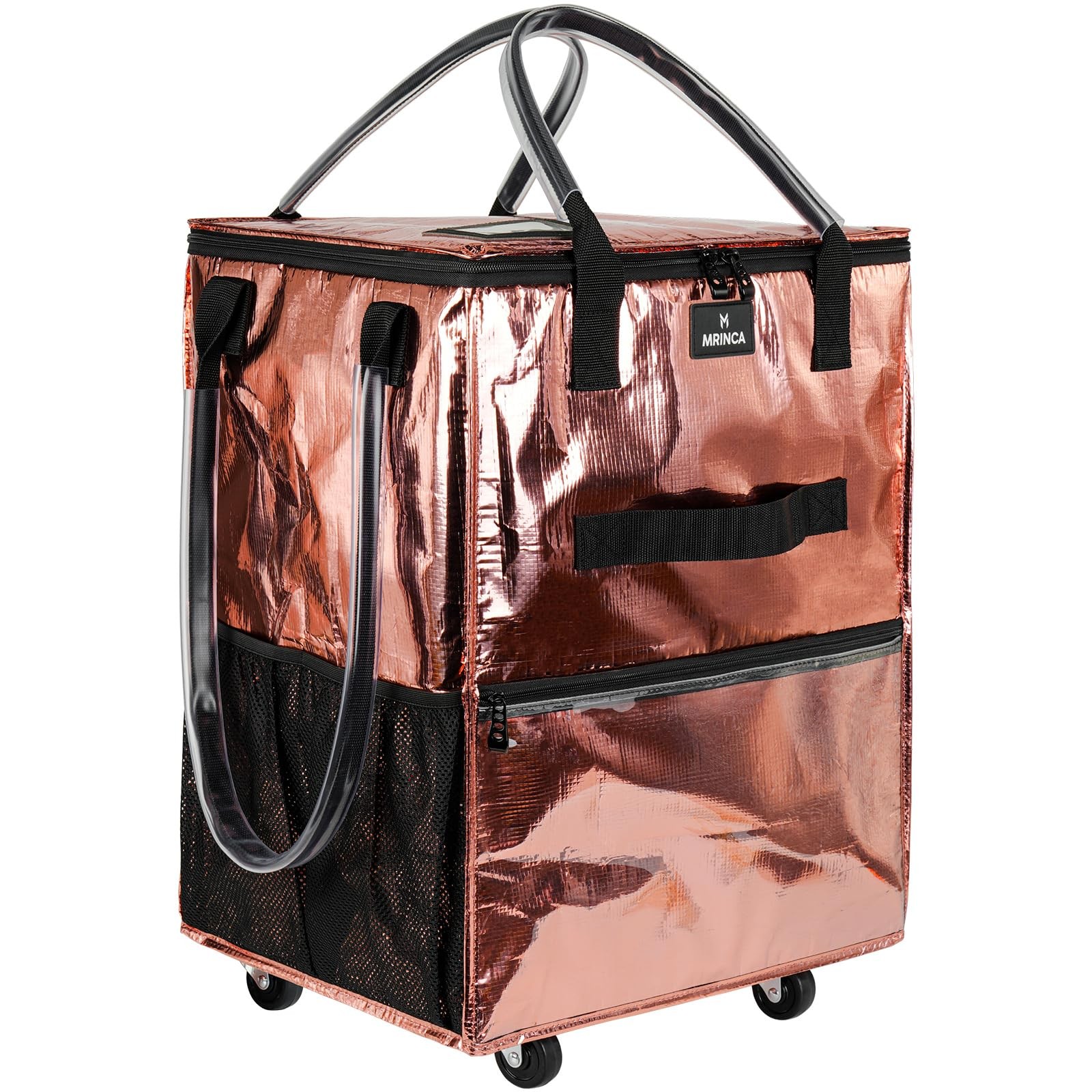 Reusable Grocery Bag On Wheels, 70L Foldable Shopping Cart with 6 Pockets & 3…