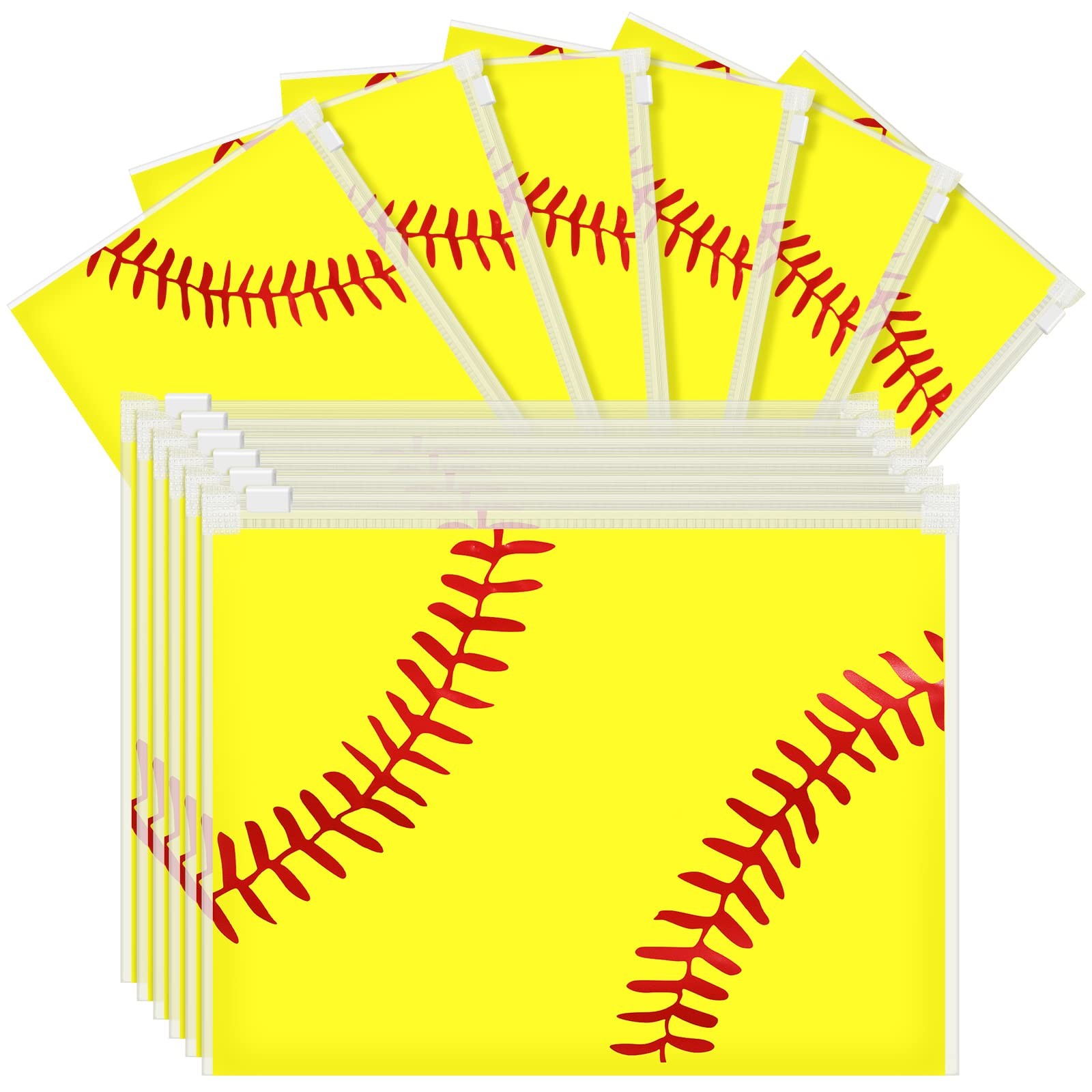 Gersoniel 50 Pcs Baseball Softball Gifts Cosmetic Makeup Bag Bulk Yellow