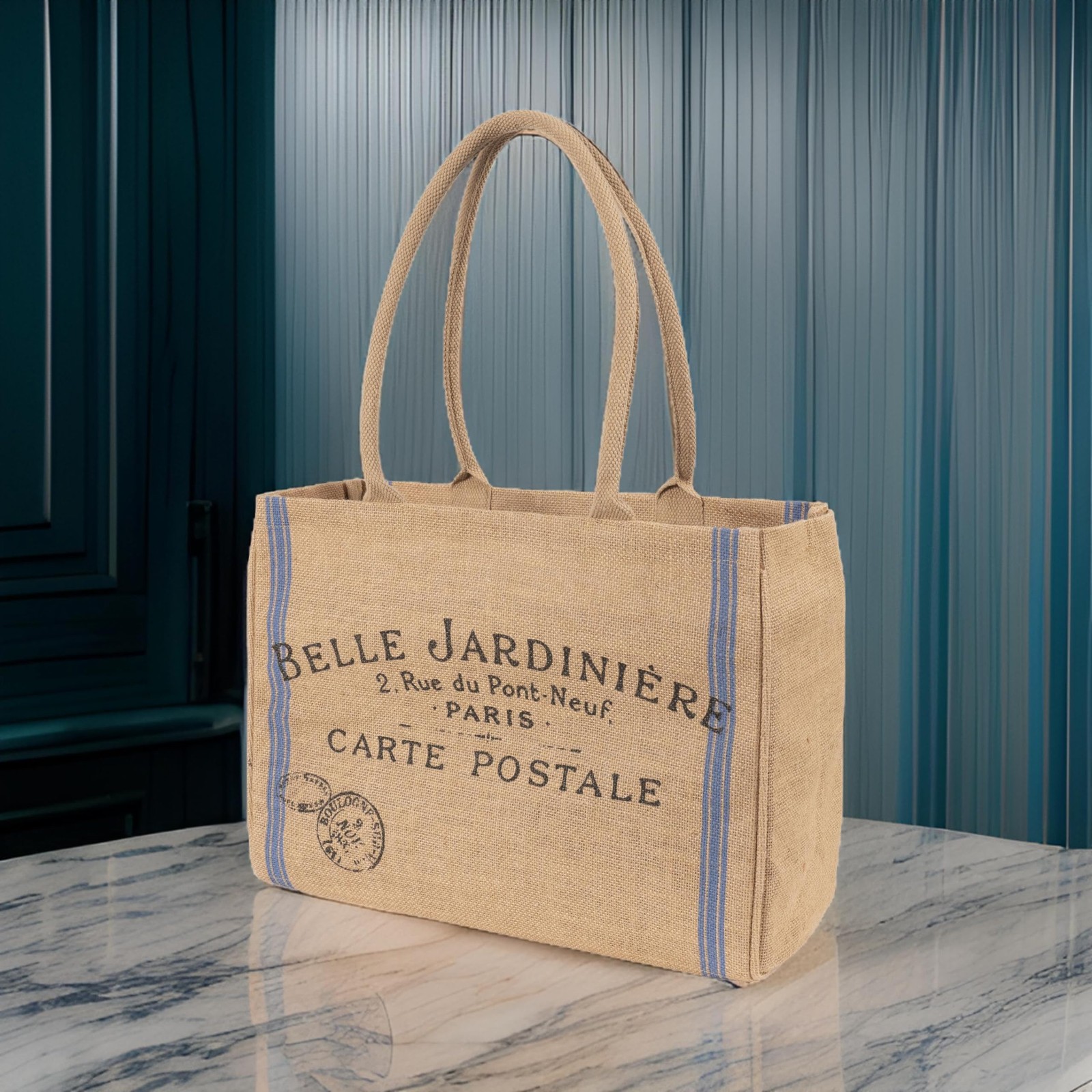 Jute Market Tote Bag Belle Jardiniere Print Durable Handle Reinforced Bottom …
