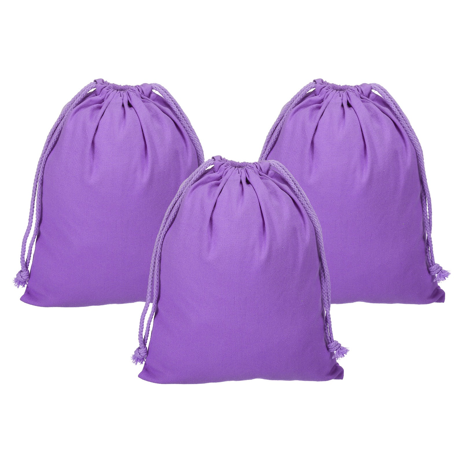 3pcs Reusable Drawstring Bags, 10×12.6″ Multipurpose Bags, Purple