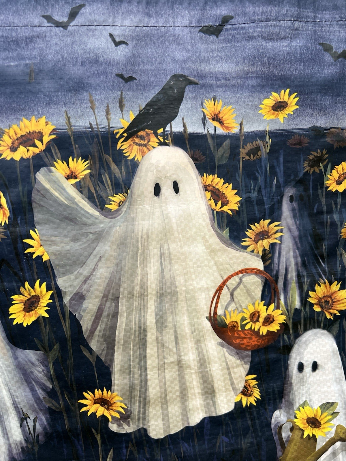 Halloween Ghosts 👻Baskets Sunflowers 🐦‍⬛ CROWS Bats Shopping Bag New🌼TJX🌼