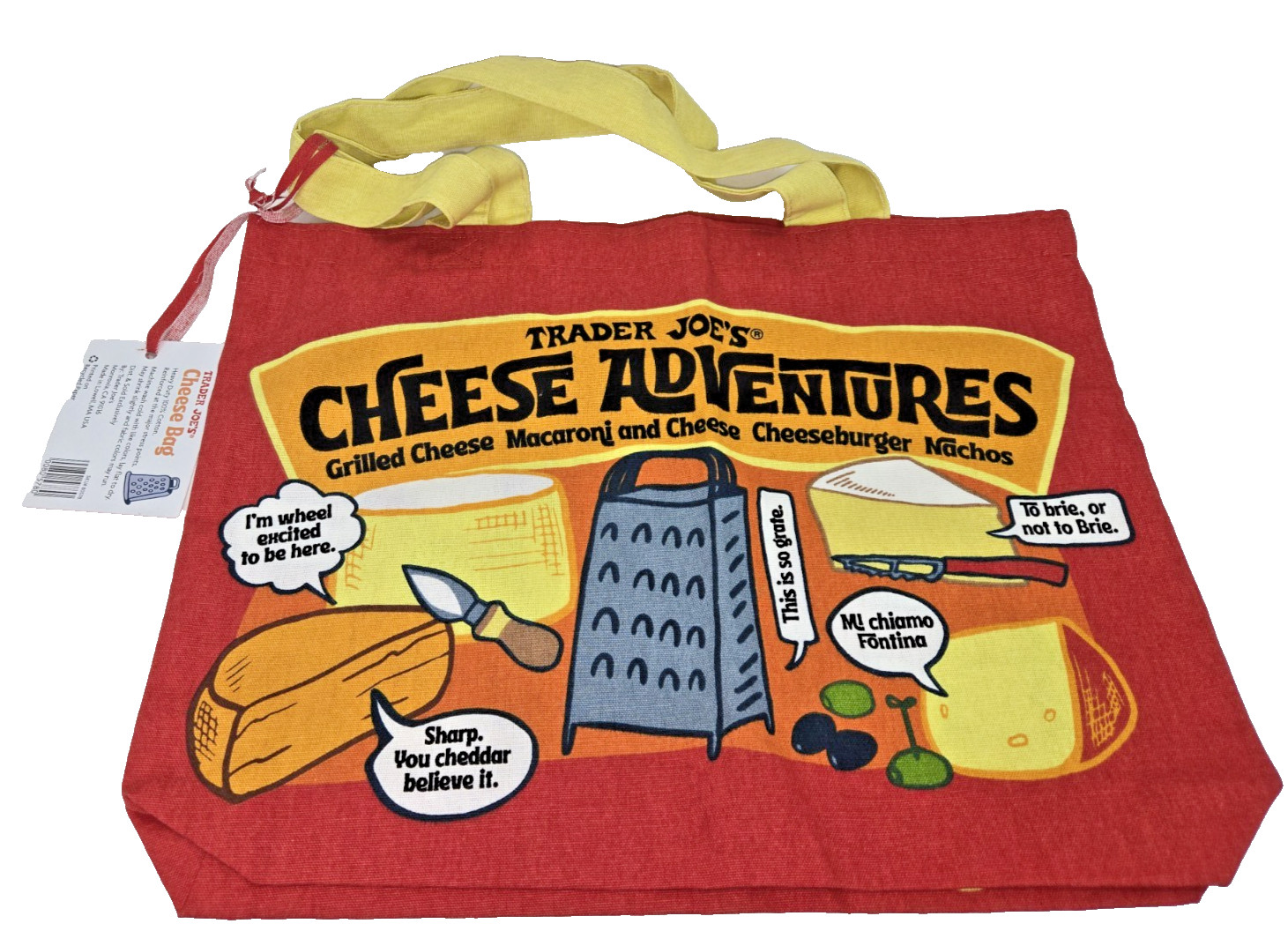 Trader Joe’s Cheese Adventures/Cheese Experience Canvas Tote Bag NWT Hvy Cotton