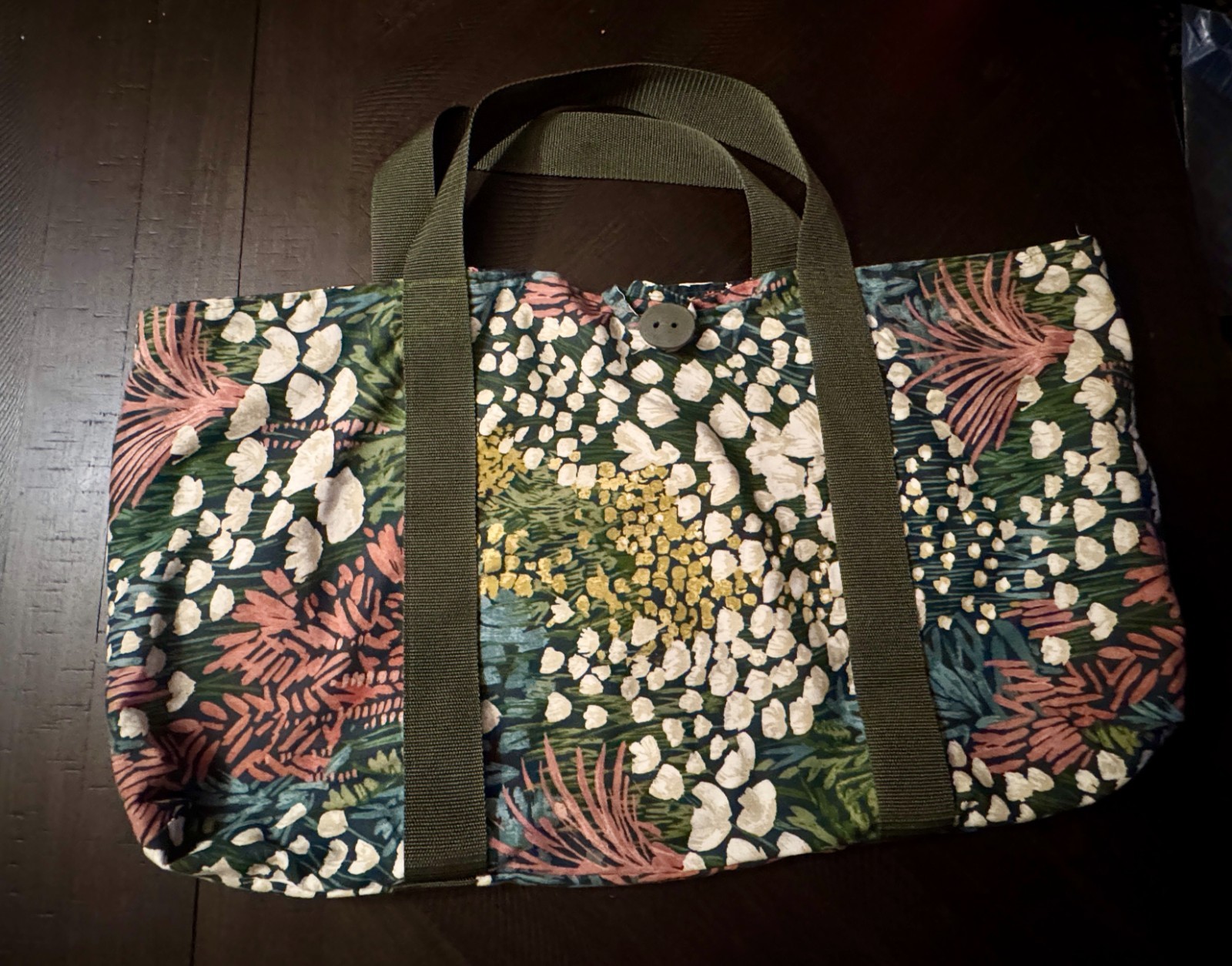 Floral Roll Up Reusable Tote Bag Packable Market Grocery Shopping Travel Bag