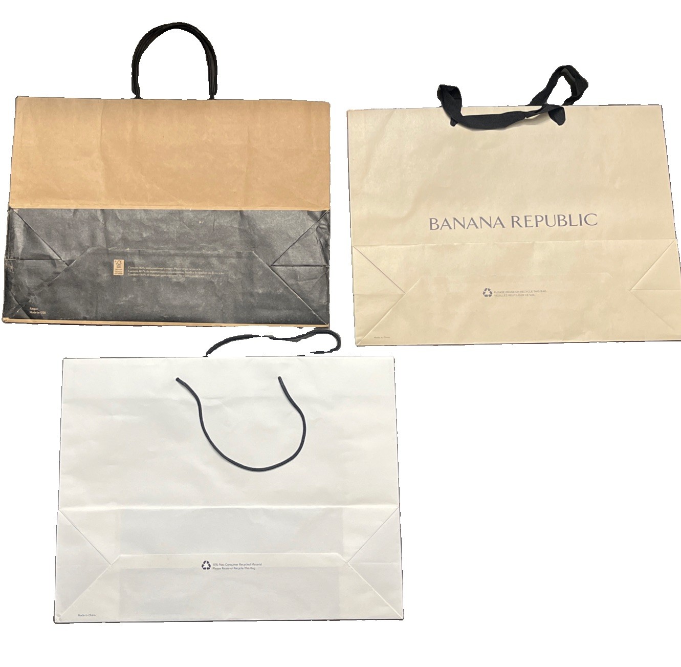 Banana Republic Large Kraft Paper Shopping Bag 13x10x5 Reusable Tote Gift Bags 3