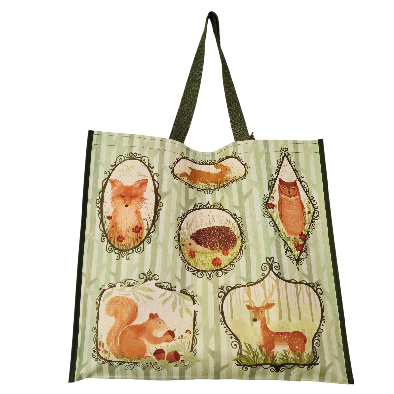 Forest Friends Collage Pictures Cute Deer Fox Owl Shopping Gift Bag TJMaxx New