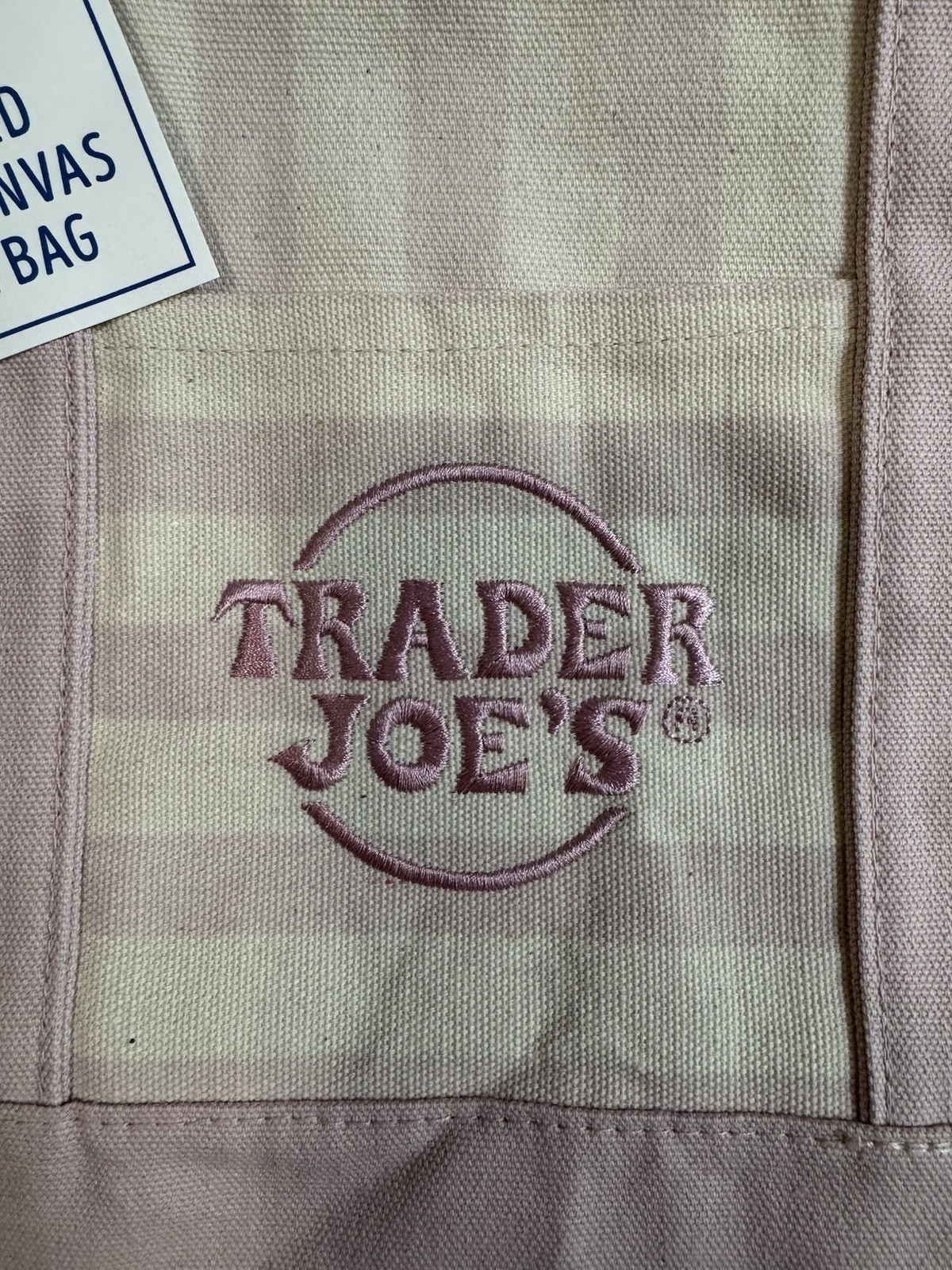 Trader Joe’s Stripe Mini Canvas Tote Bag Set of 4 NWT 2026 Pastel In Hand