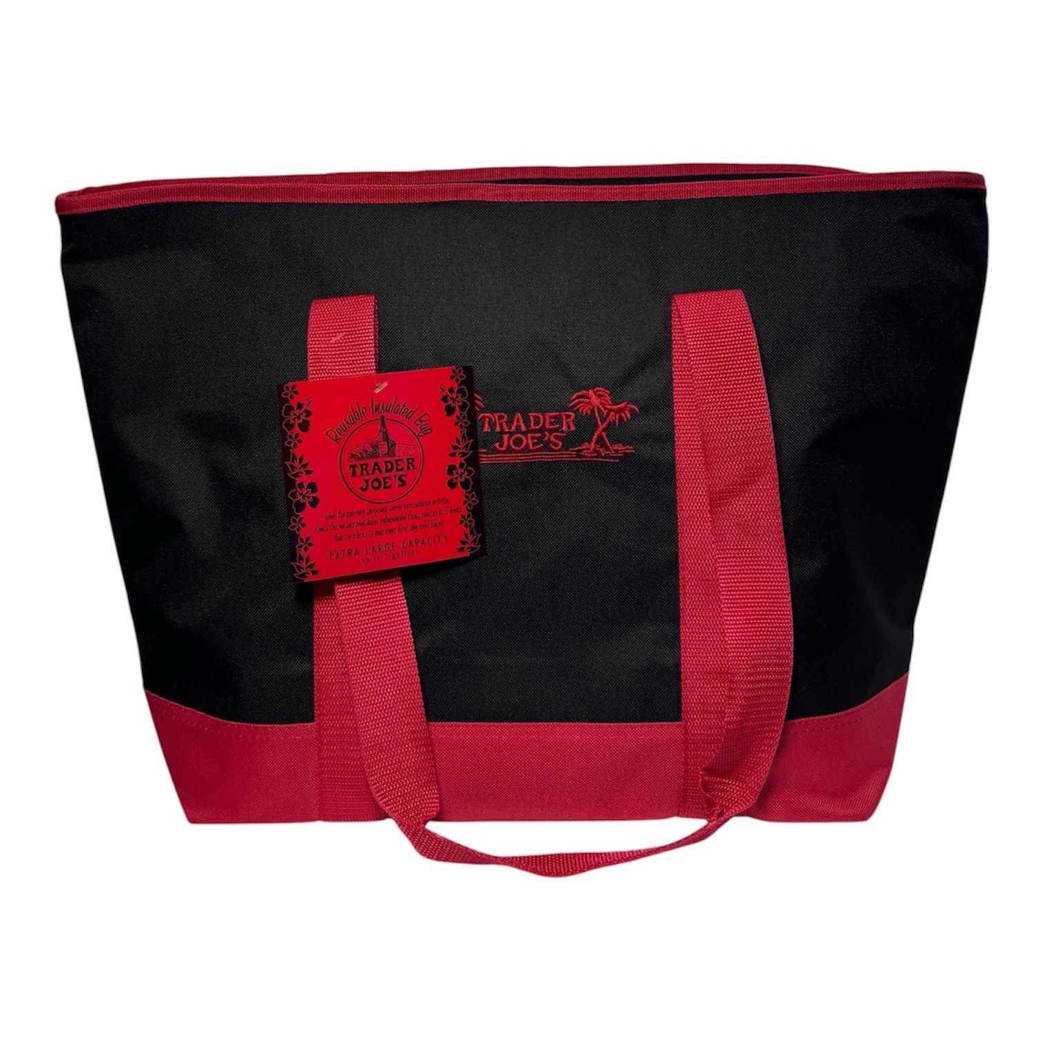 Original Trader Joe’s Black & Red Insulated Tote Bag Cooler Shopping Grocery