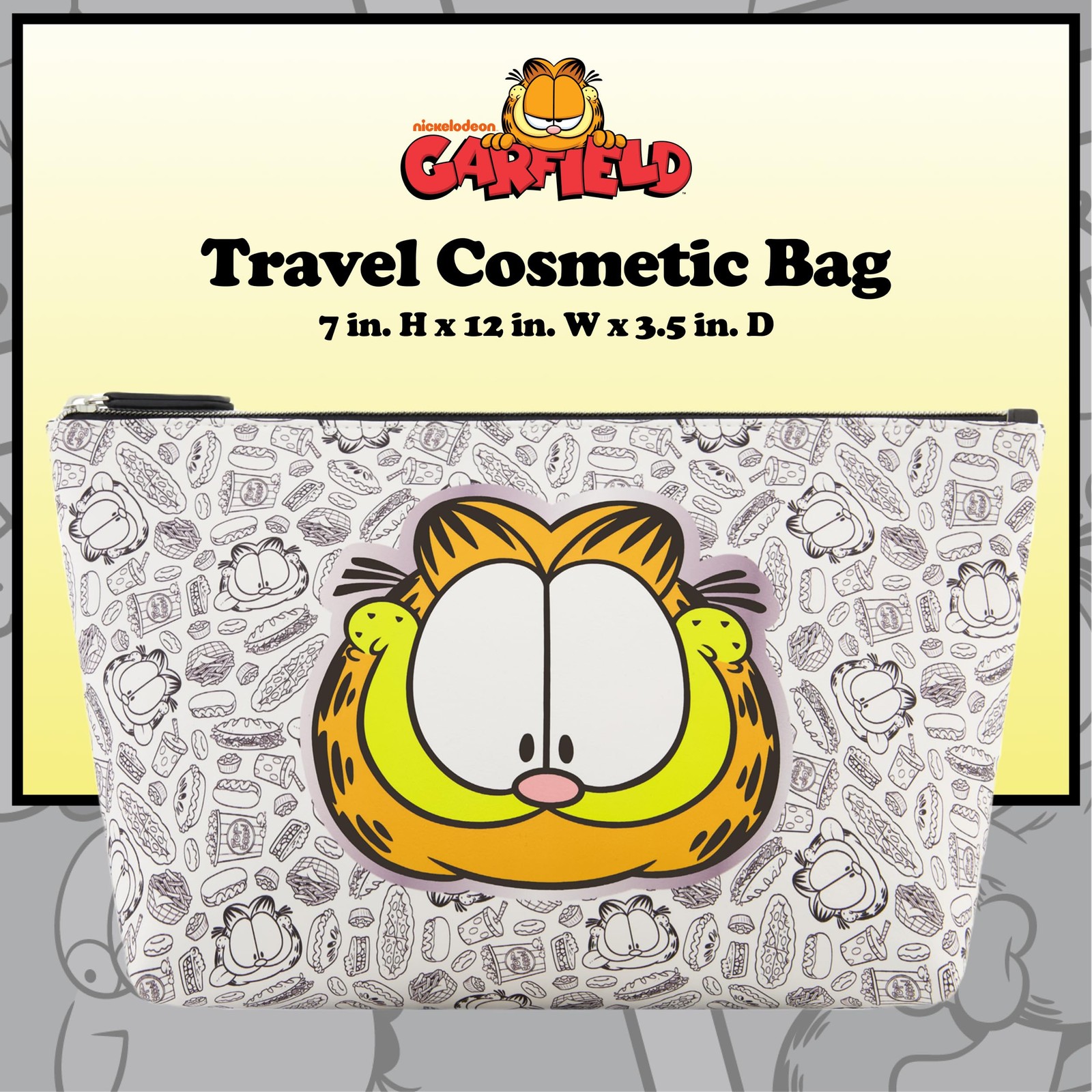 Concept One Garfield Women’s Makeup Bag, Small Travel Cosmetic White/Black