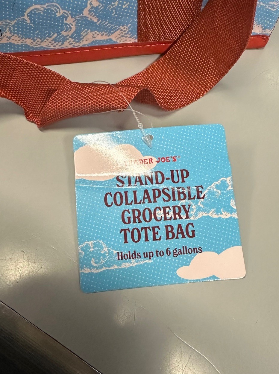 Trader Joe’s Collapsible Tote Bag, NEW, Each Side A Different Design