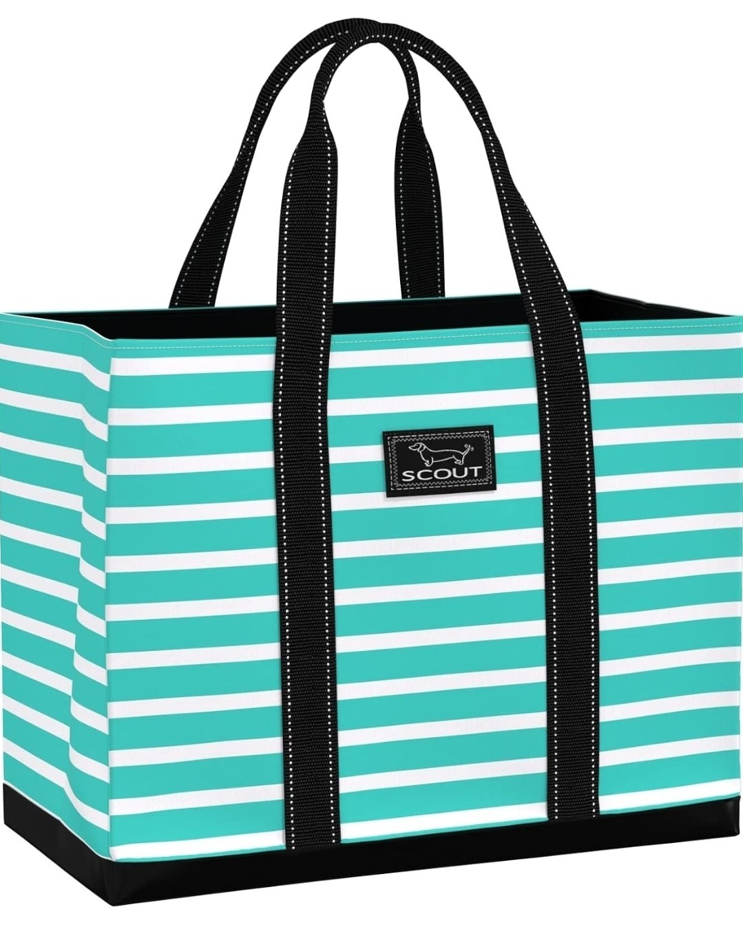 SCOUT Tote Bag Striped Green/White/Black Water-Resistant 19x15x10 in