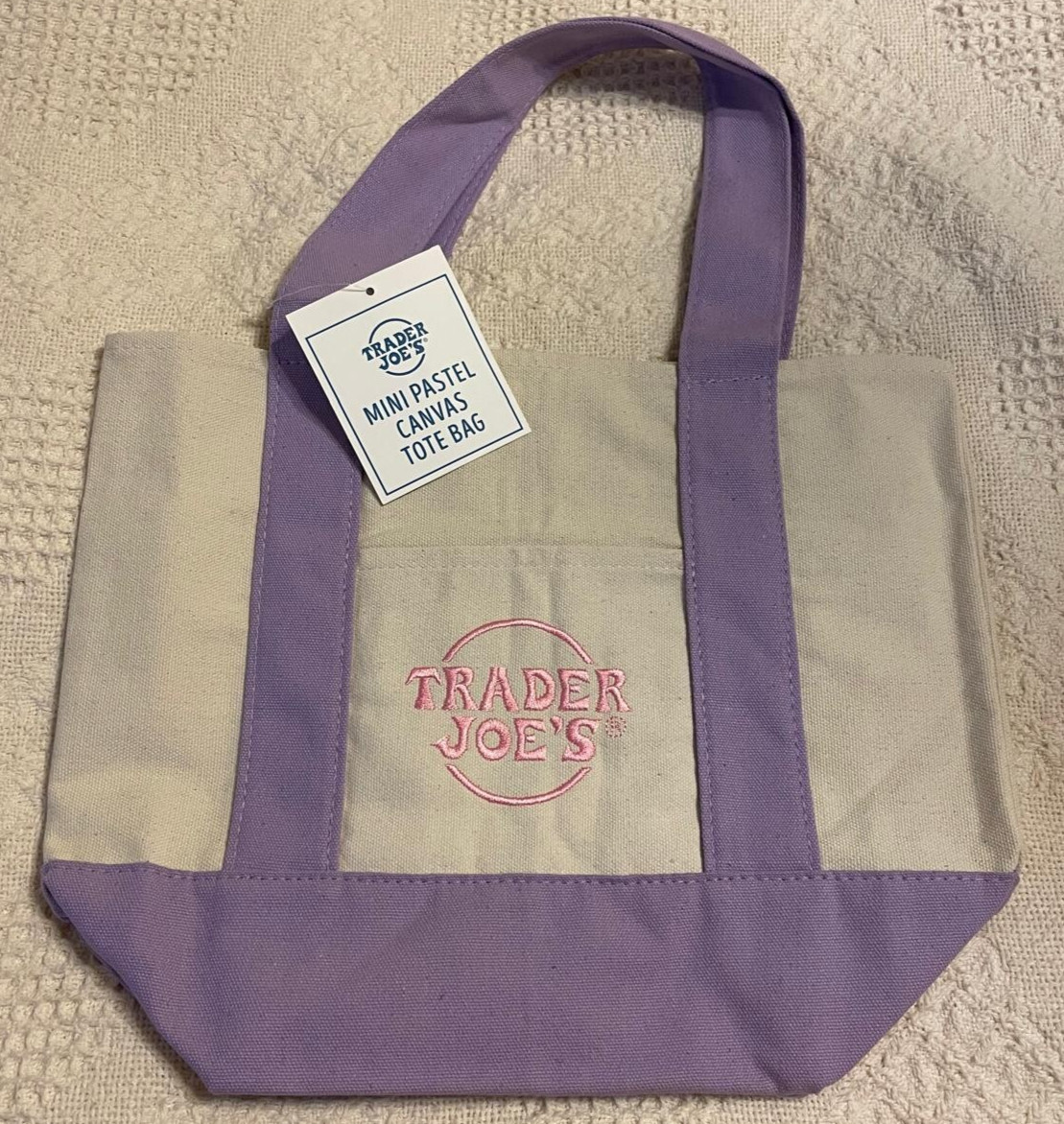 NEW!! Lavender Pastel Trader Joe’s Mini Canvas Tote Bag