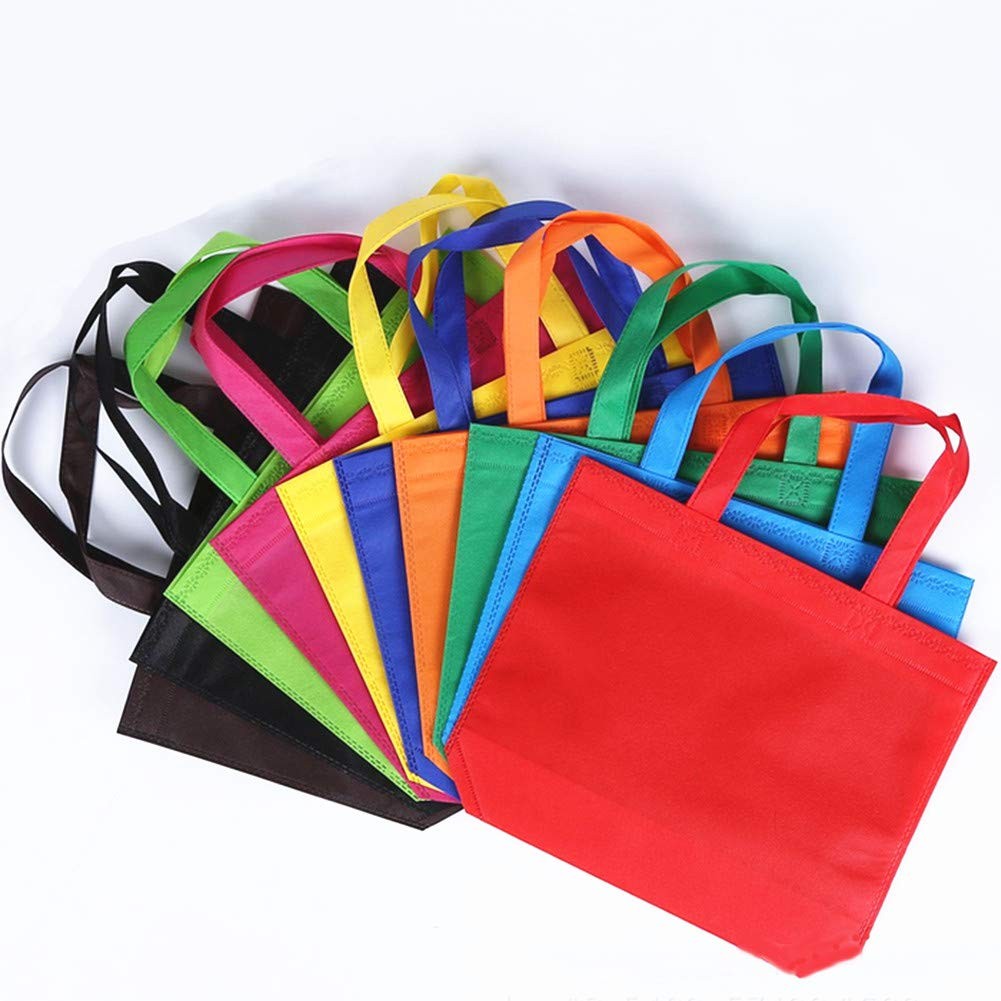 10 PCS Non-woven Reusable Tote Bags, Grocery, Shopping, Food, Travel, Handles