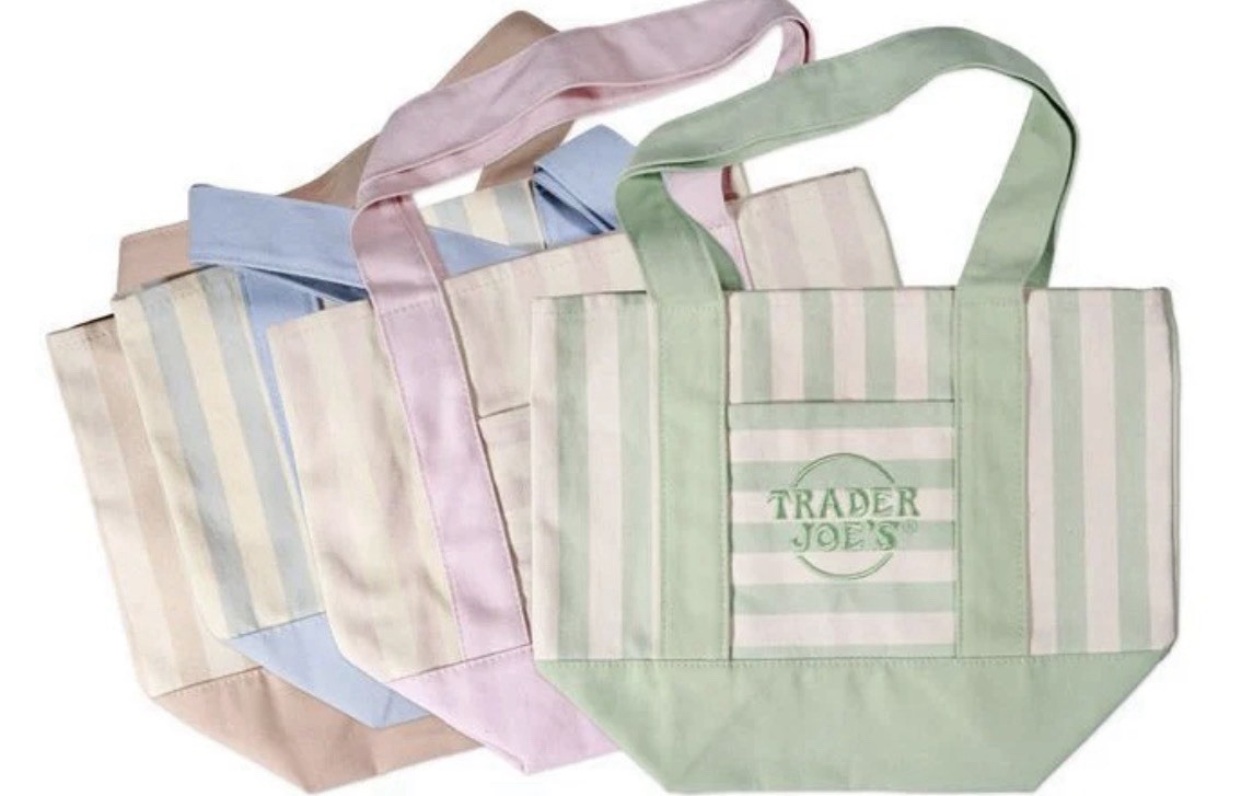 Trader Joe’s New!!! Authentic STRIPED Pastel Mini Tote Bag Set (4 Colors, NWT)
