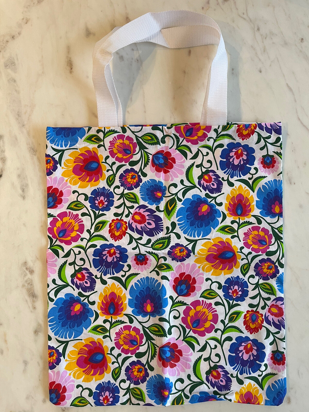 Colorful Spring Flowers Reusable Washable Shopping Tote Bag – 14.5 X 17.5x in