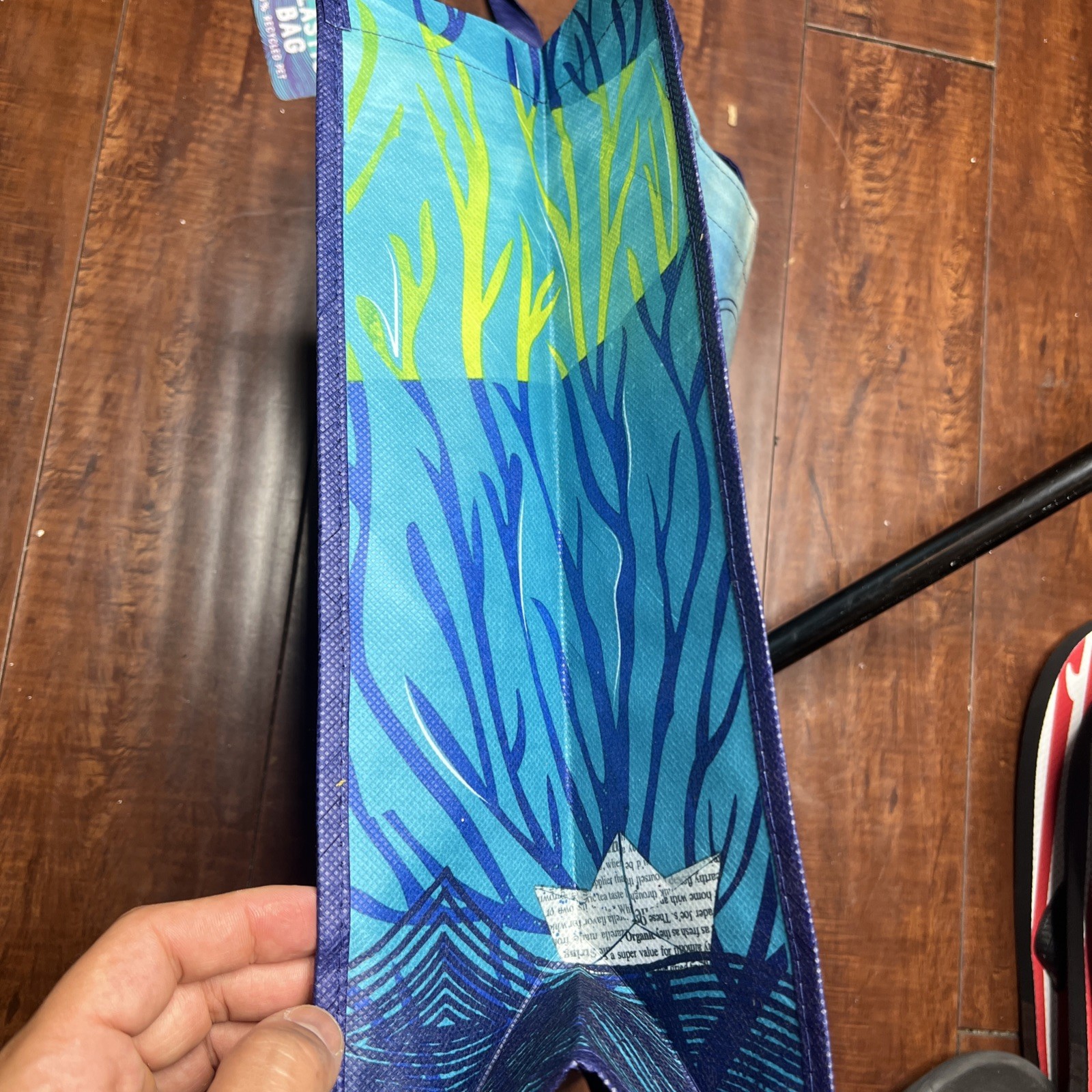 Trader Joe’s Blue Fish Tote Bag Ocean Clownfish Submarine Reusable 100% Recycled