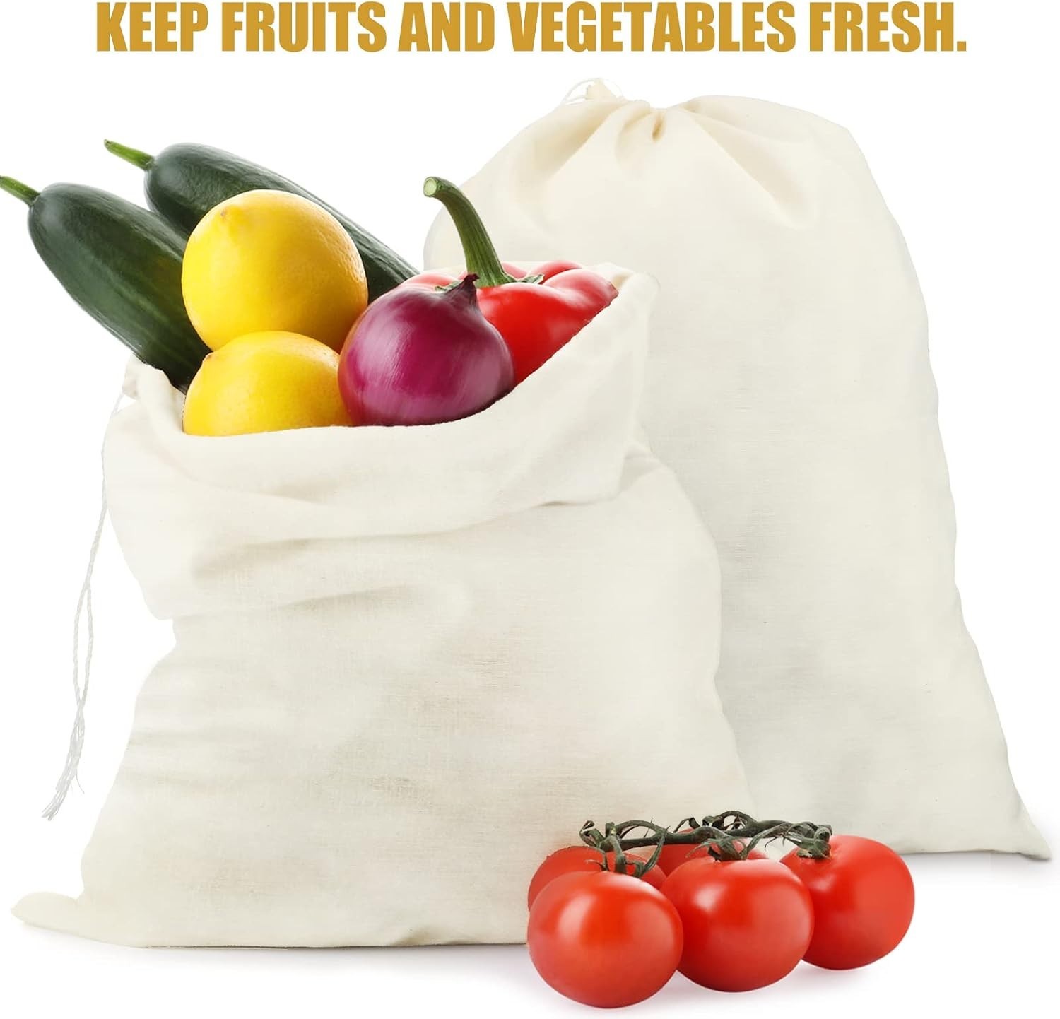 50 Pcs 12×15 Cotton Bags Drawstring Reusable Storage Pouches