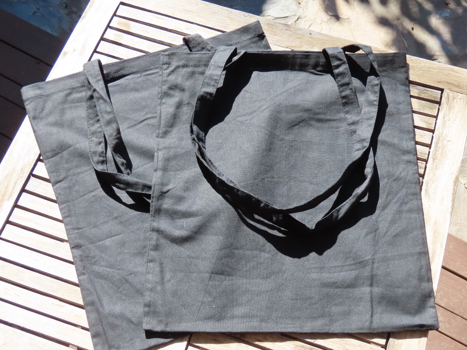 4 x Black Cotton Calico Bags ~ 37cm x 42cm with Two Long Handles – Reusable Bags