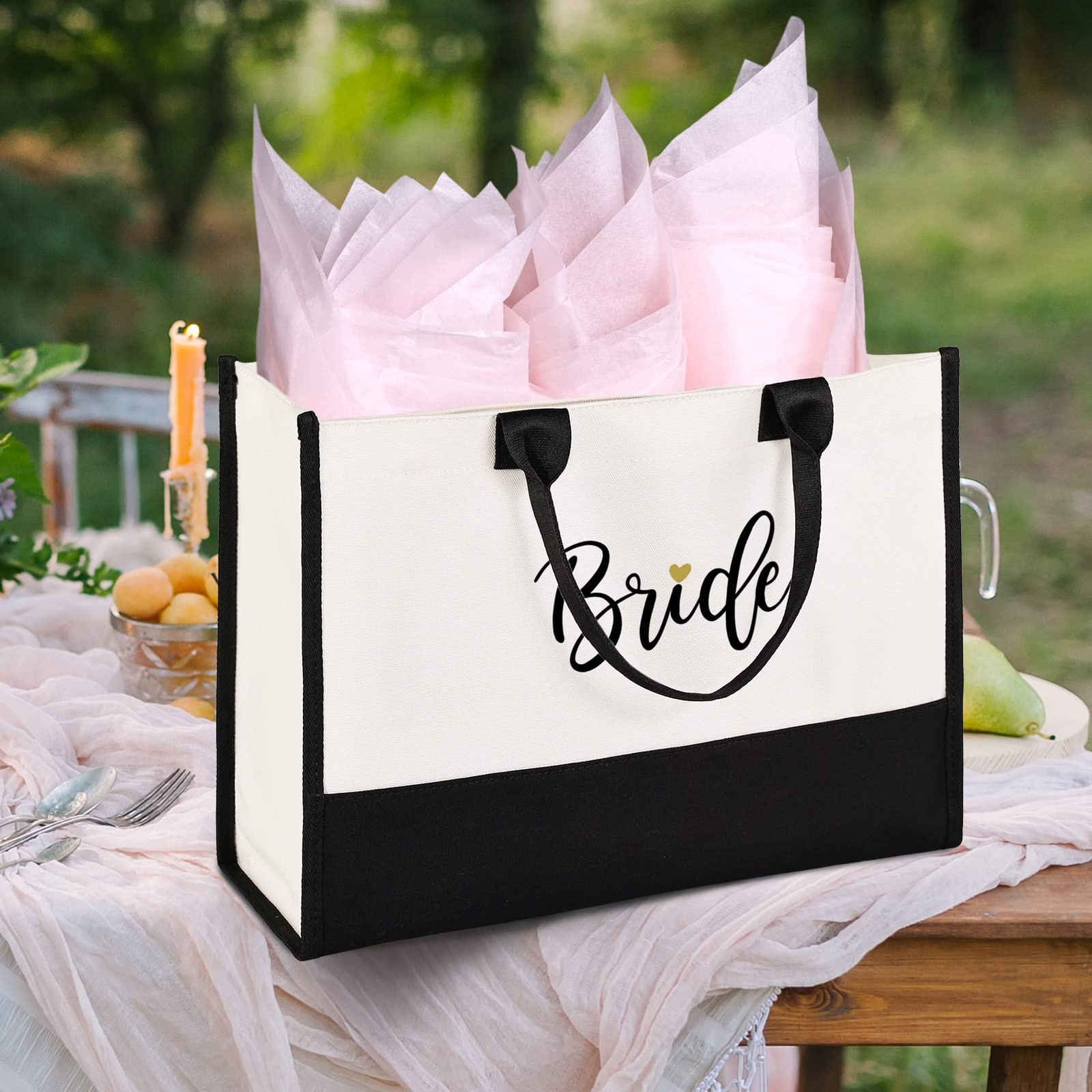 Maid of Honor Tote Bag Bridal Shower Gifts from the Bride Black and White