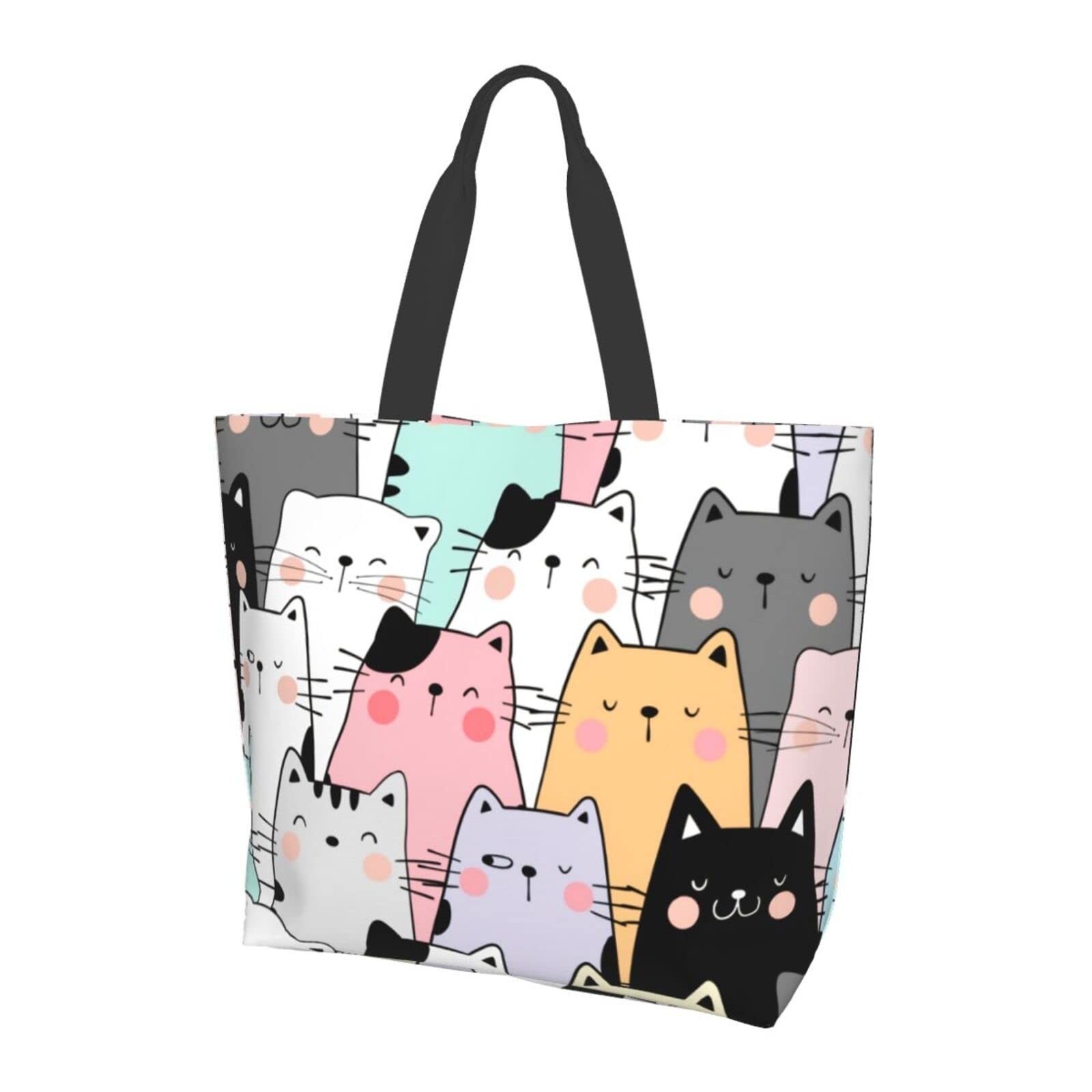 Cat Tote, Cute Large Shoulder Bag, Casual Reusable Handbag, Women, Shopping