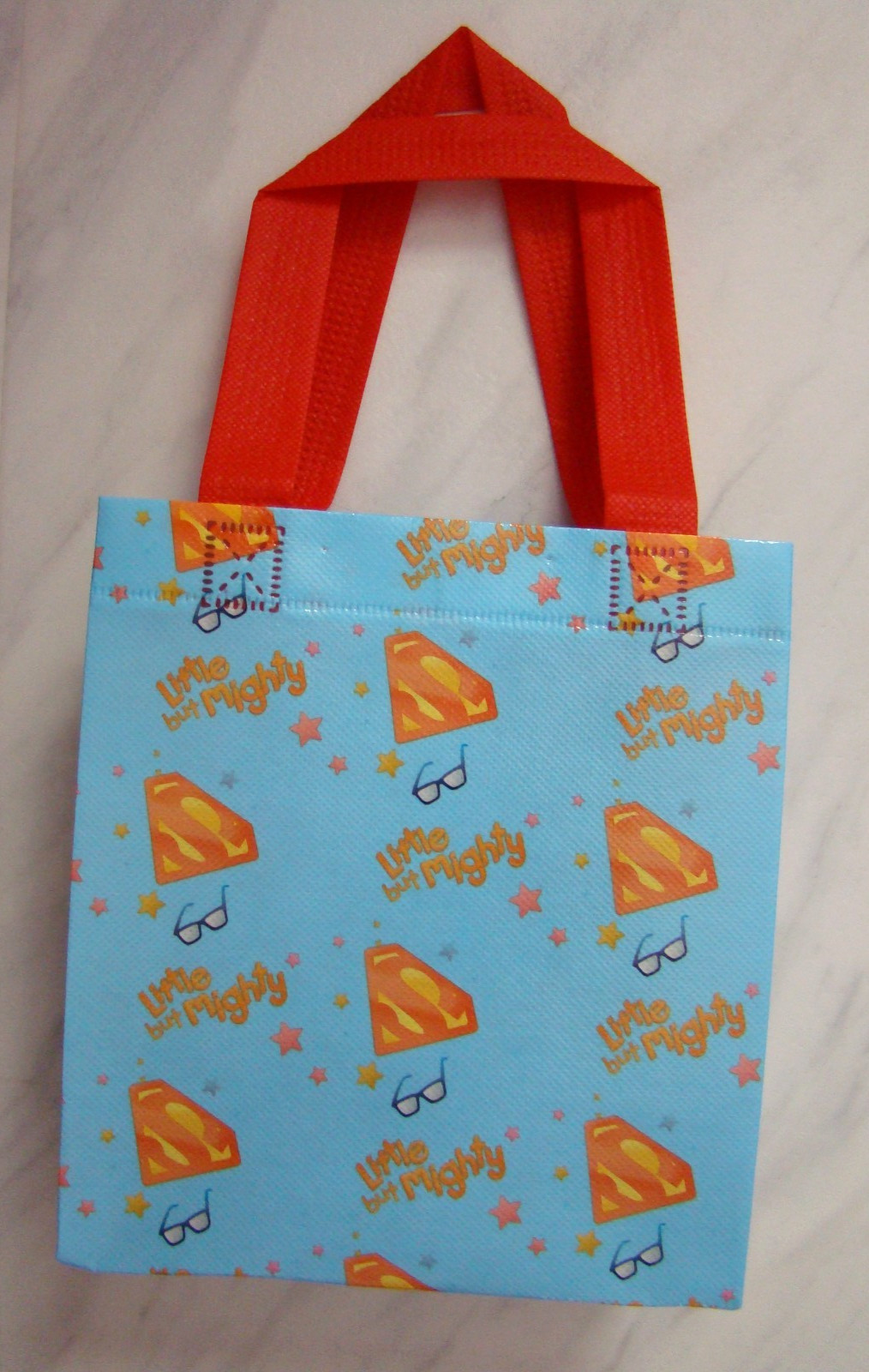 New DC Superman Logo Little but Mighty Light Blue Small Shopping Gift Bag