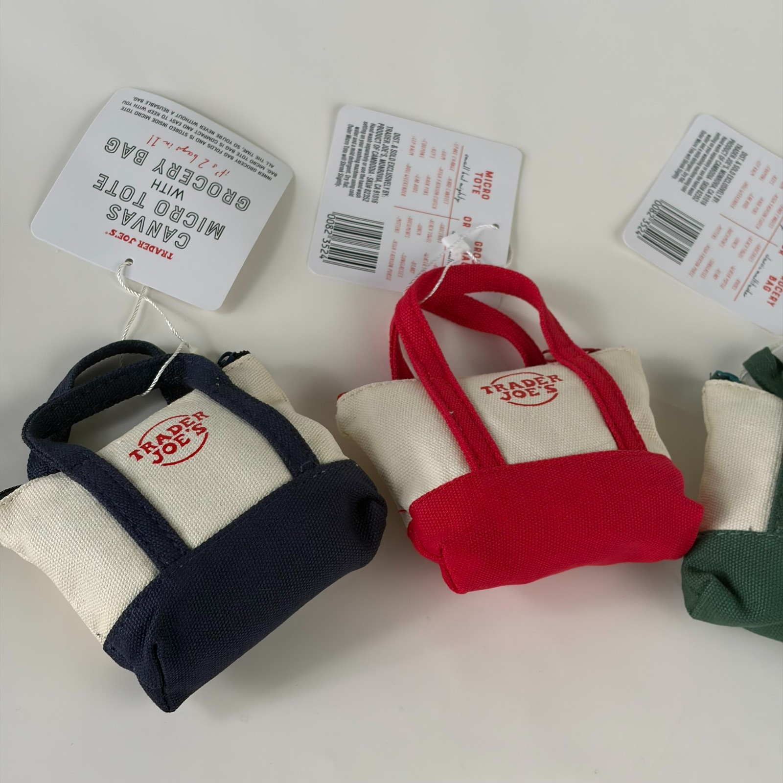 Set of 3 Trader Joe’s Canvas Micro Tote With Storage Bag 2025 Christmas Limited