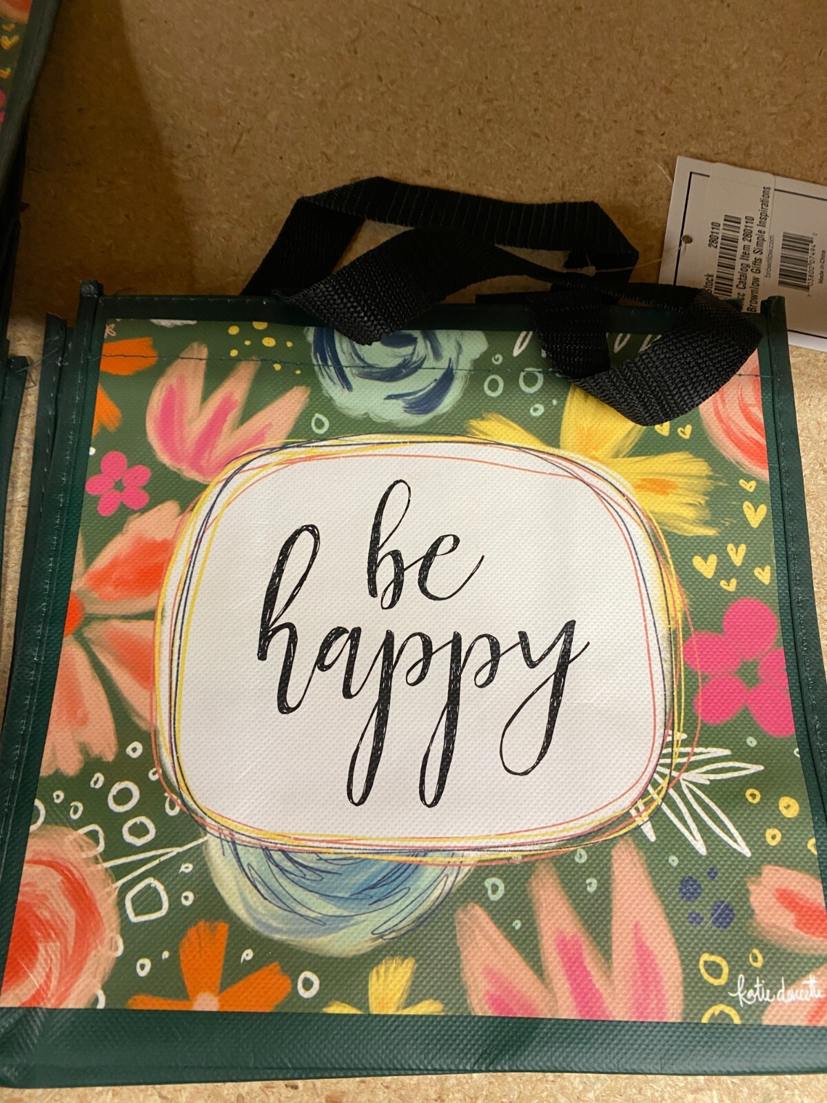 Brownlow Gifts Simple Inspiration Reusable Tote Bag “Be Happy”