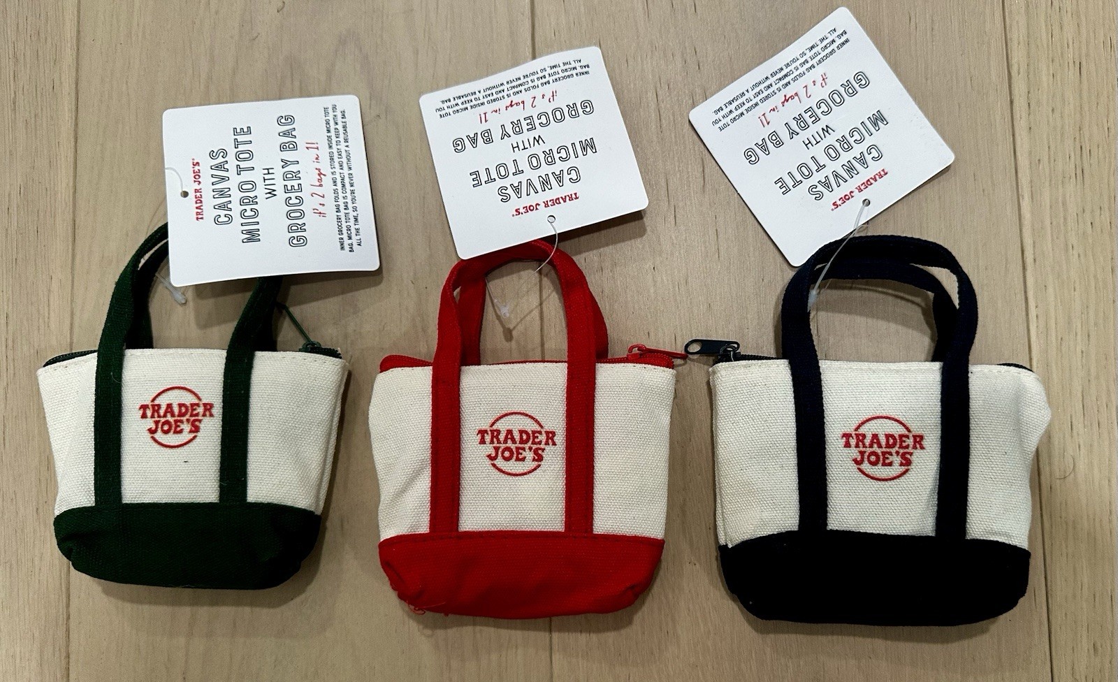 U PICK 1 💚 Trader Joe’s NEW 2 BAGS IN 1 CANVAS 🔥 MICRO TOTE WITH GROCERY BAG
