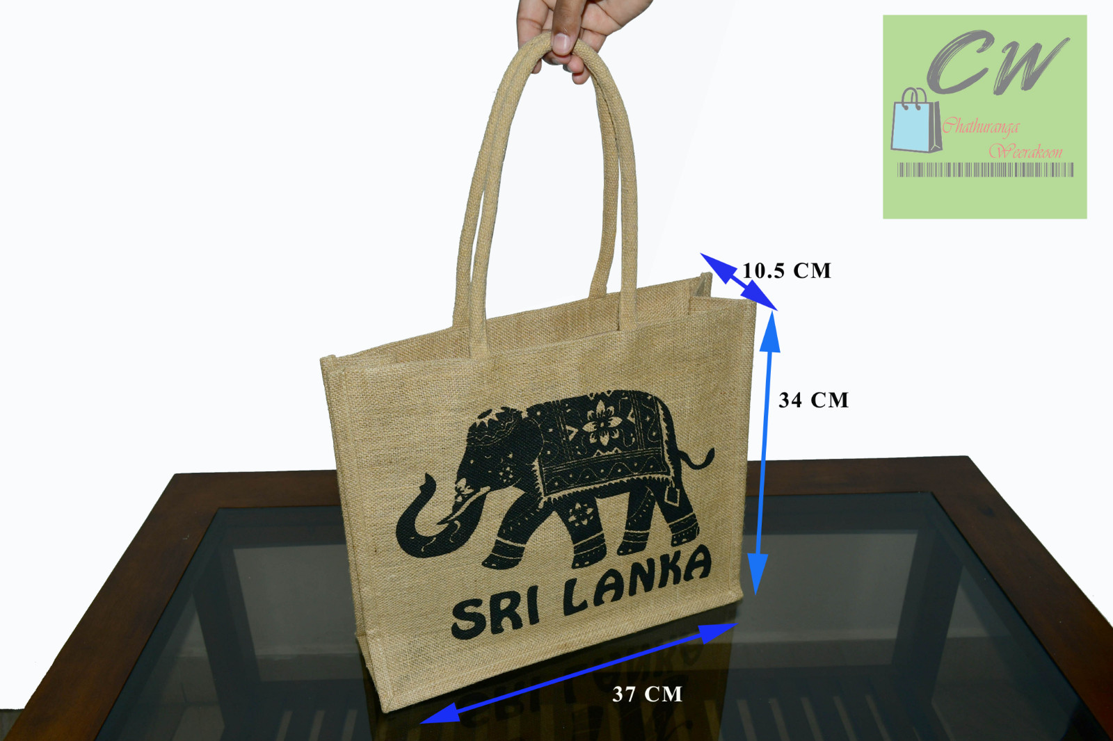 JUTE REUSABLE SHOPPING BAG TRADITIONAL SRI LANKAN ECO FRIENDLY HANDMADE 100%