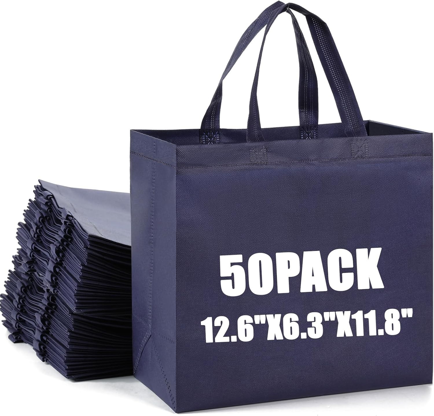 50 Reusable Non-Woven Large Foldable Totes Bags with Handles – Eco-Friendly Chic