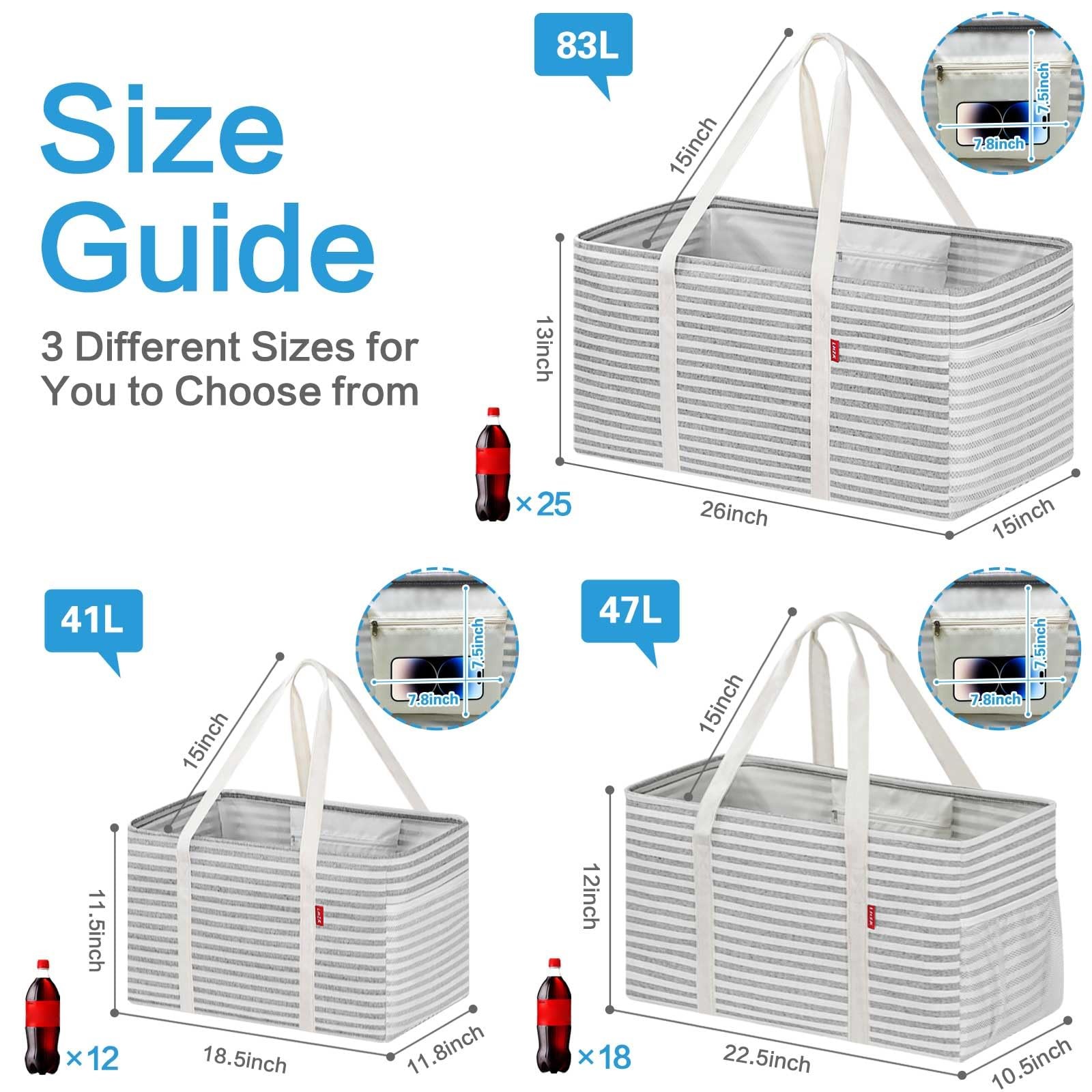 LHZK Standing Extra Large Utility Tote Bag with Metal Wire Frame and the Side…