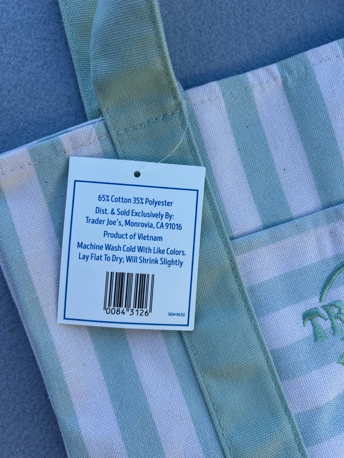 Trader Joe’s mint green/seafoam green mini tote bag