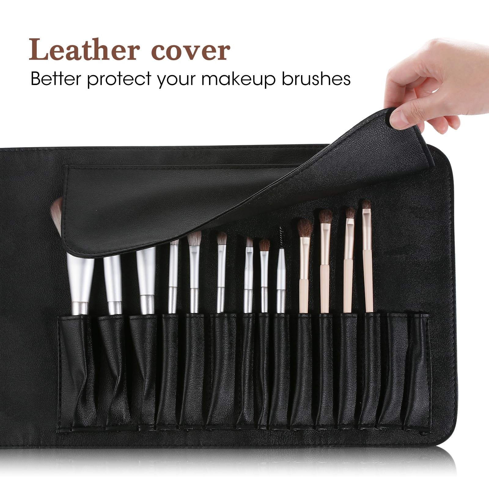 ULTECHNOVO Makeup Brush Case Travel, Roll Up, Black