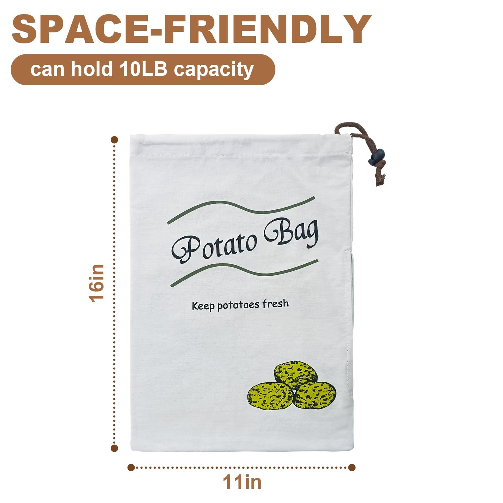Potato & Onion Sprout-Free Vegetable Storage Bags – White One Size, Red