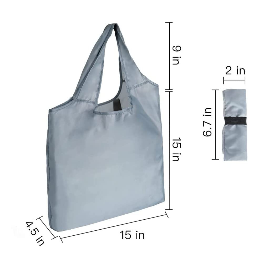 10 Pack 15×4.5×15 Inch Grey Reusable Shopping Bags with Handles Bulk, Foldabl…