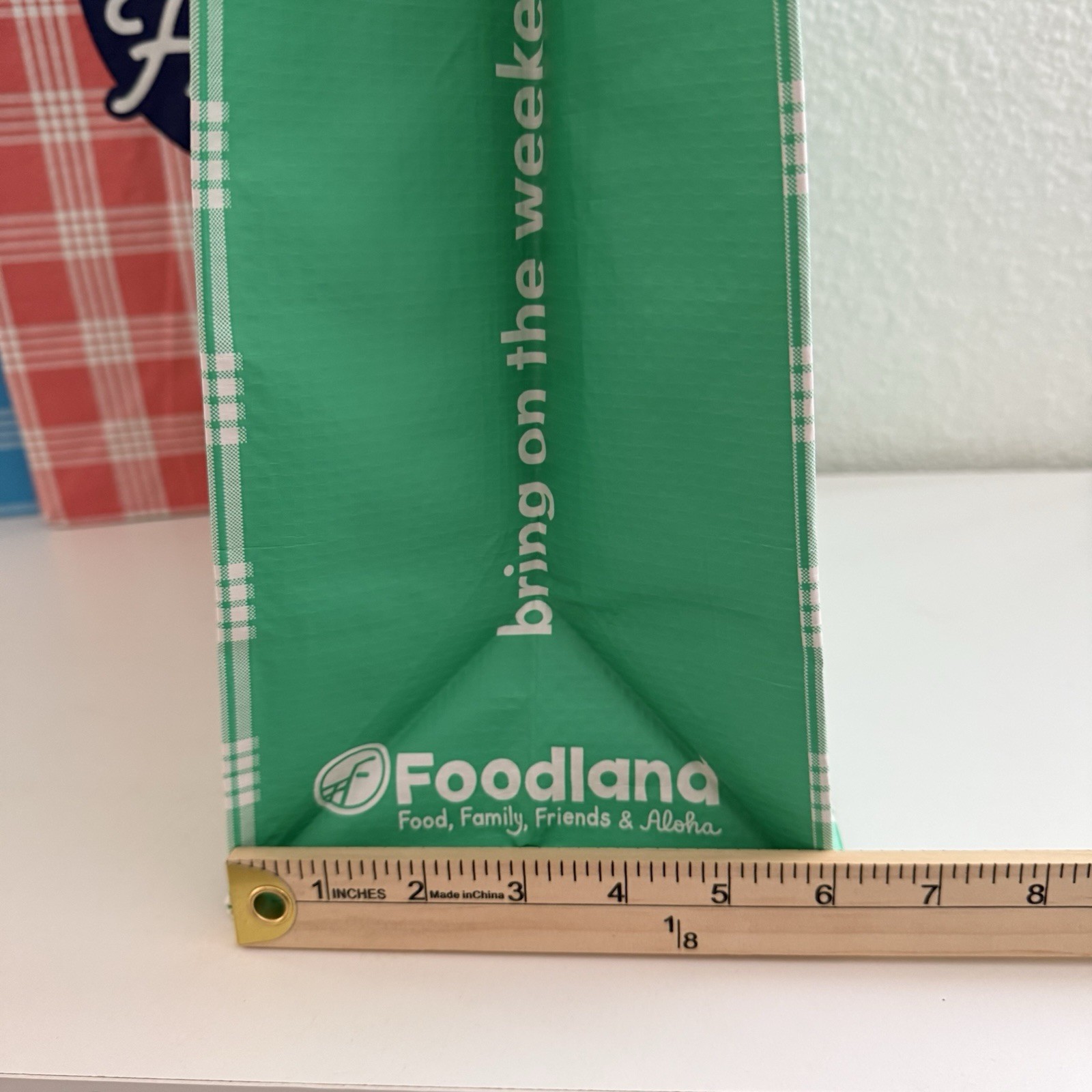 (3) Hawaii Foodland Reusable Gift Shopping Bag Tote Palaka (Plaid) Aloha Friday